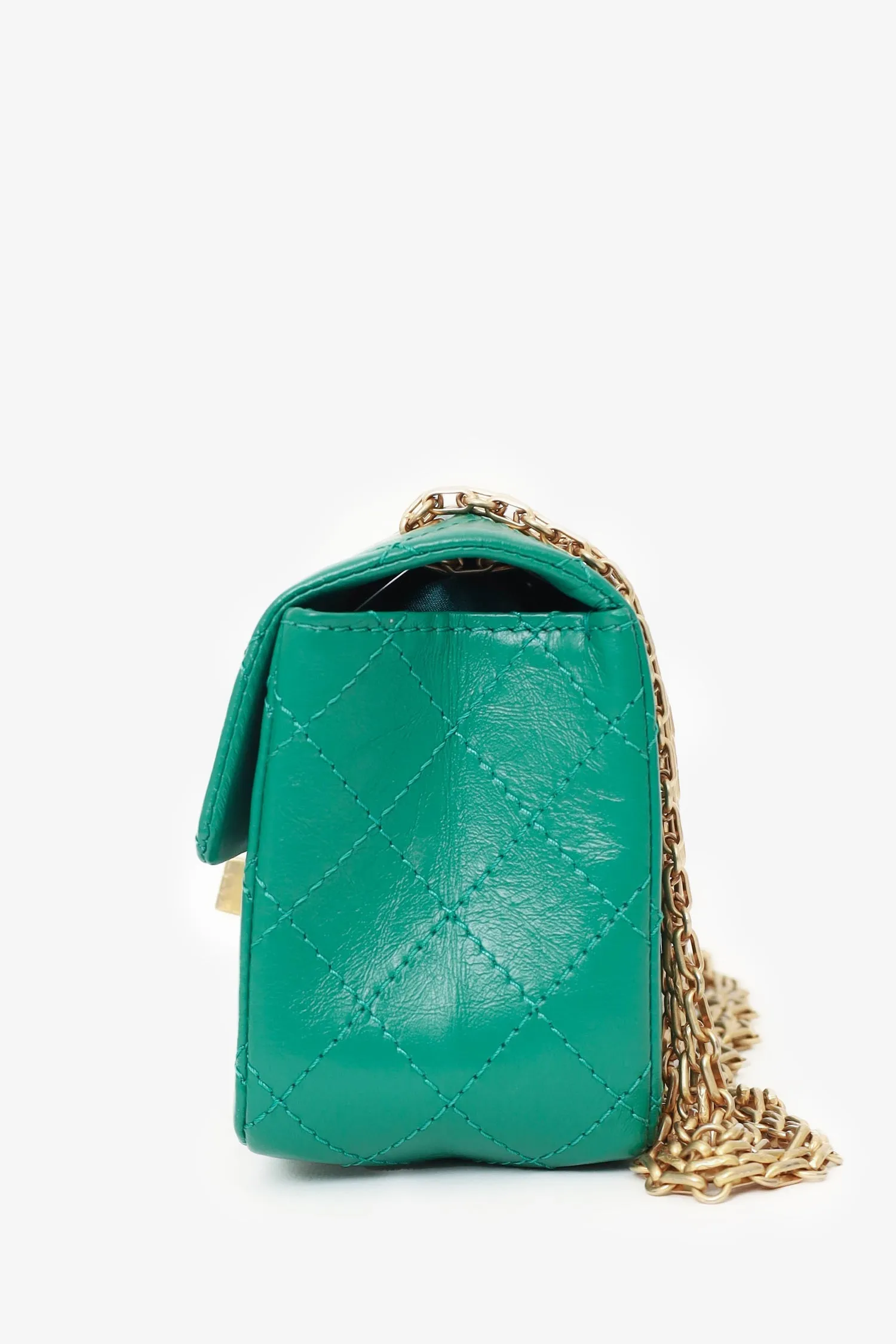 Pre-Loved Chanel? Green Quilted Leather Mini Reissue 225 Double Flap Bag