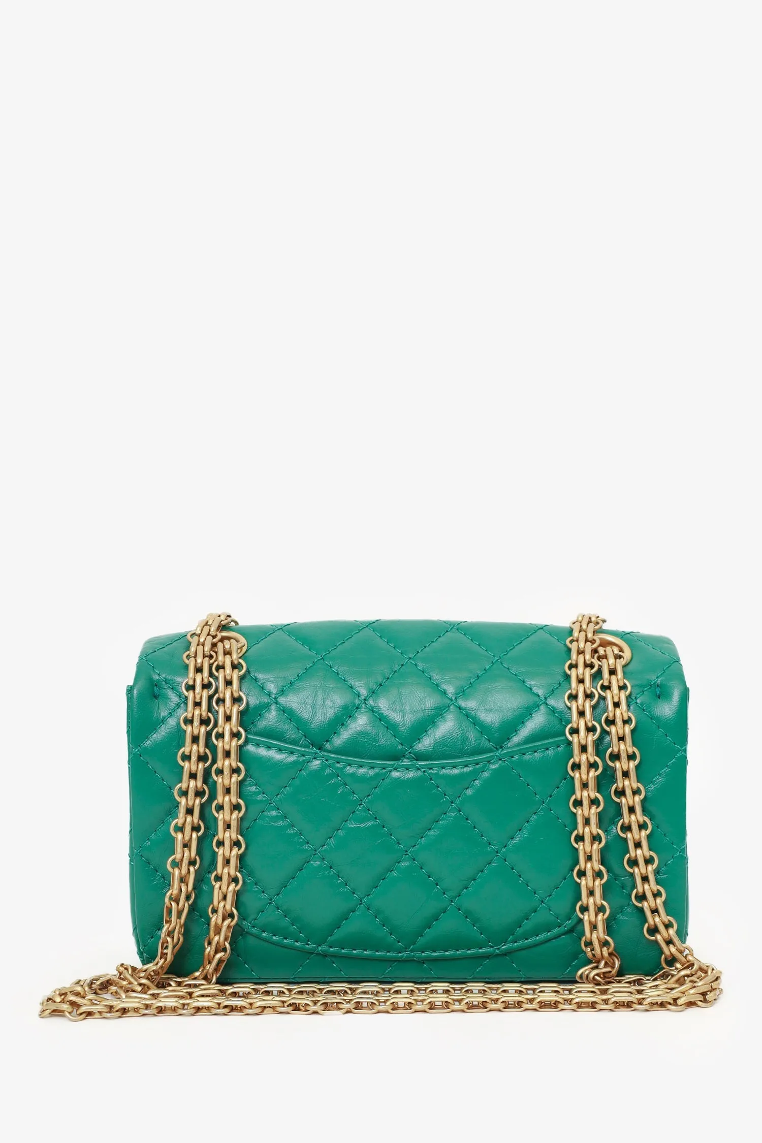 Pre-Loved Chanel? Green Quilted Leather Mini Reissue 225 Double Flap Bag
