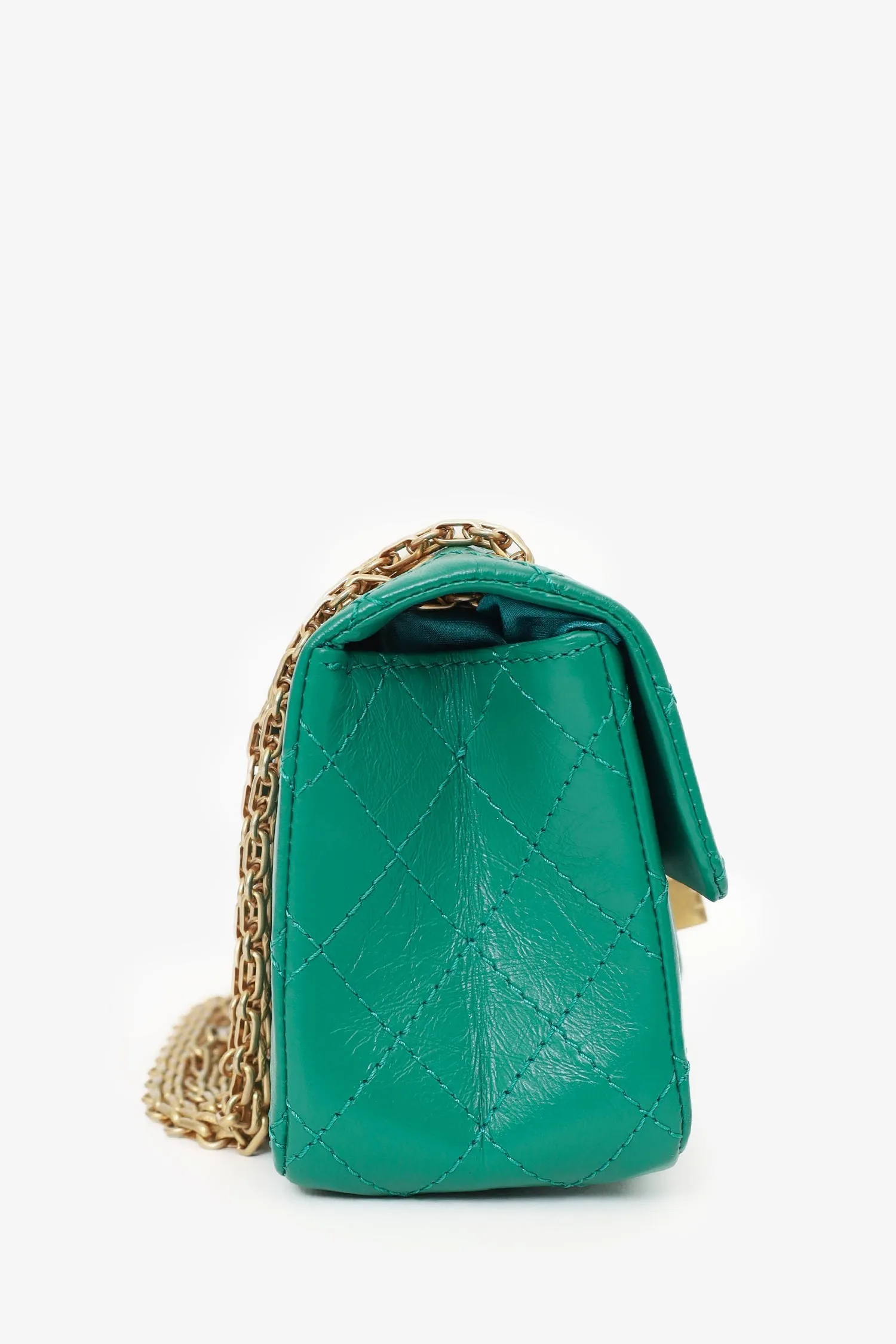 Pre-Loved Chanel? Green Quilted Leather Mini Reissue 225 Double Flap Bag