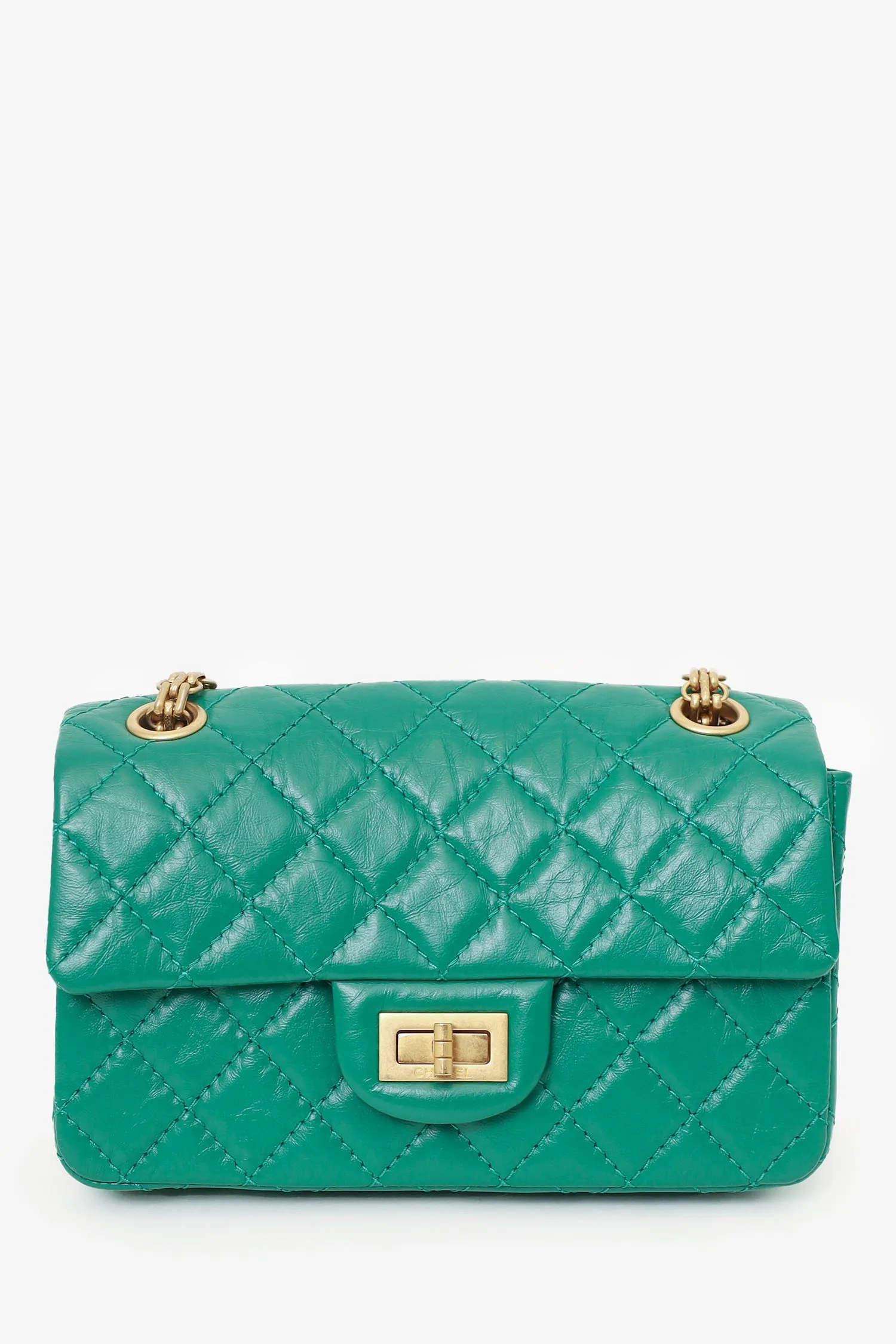 Pre-Loved Chanel? Green Quilted Leather Mini Reissue 225 Double Flap Bag handbags bulk sale