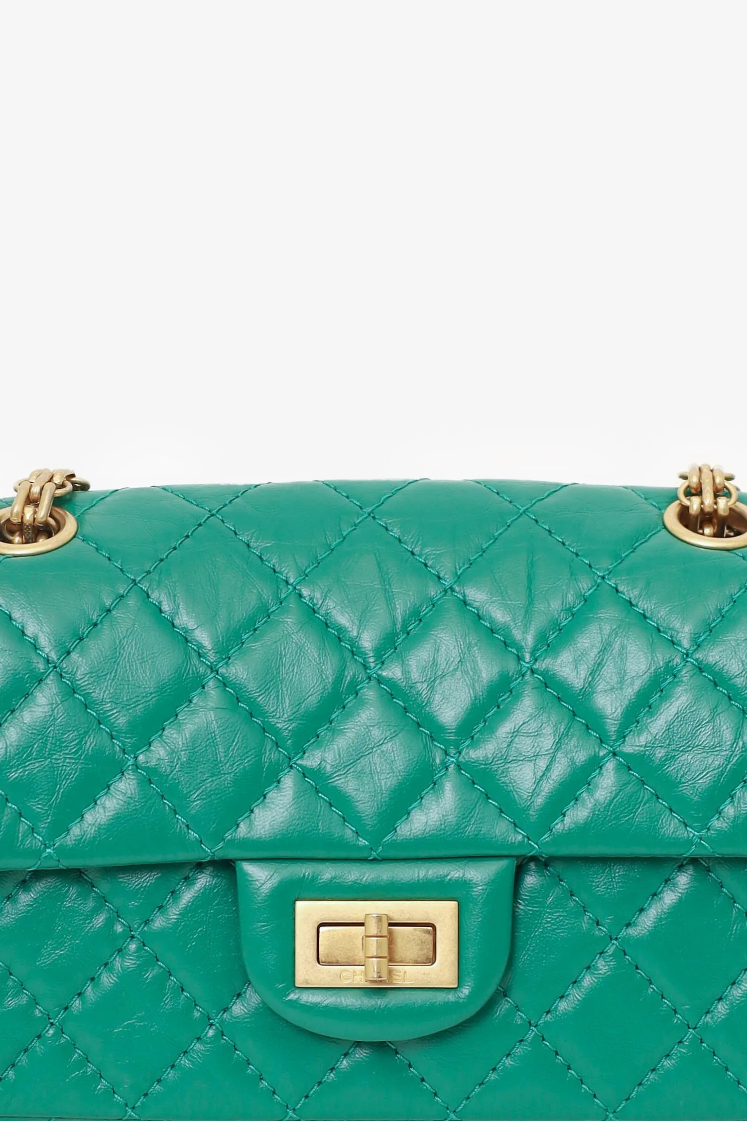 Pre-Loved Chanel? Green Quilted Leather Mini Reissue 225 Double Flap Bag