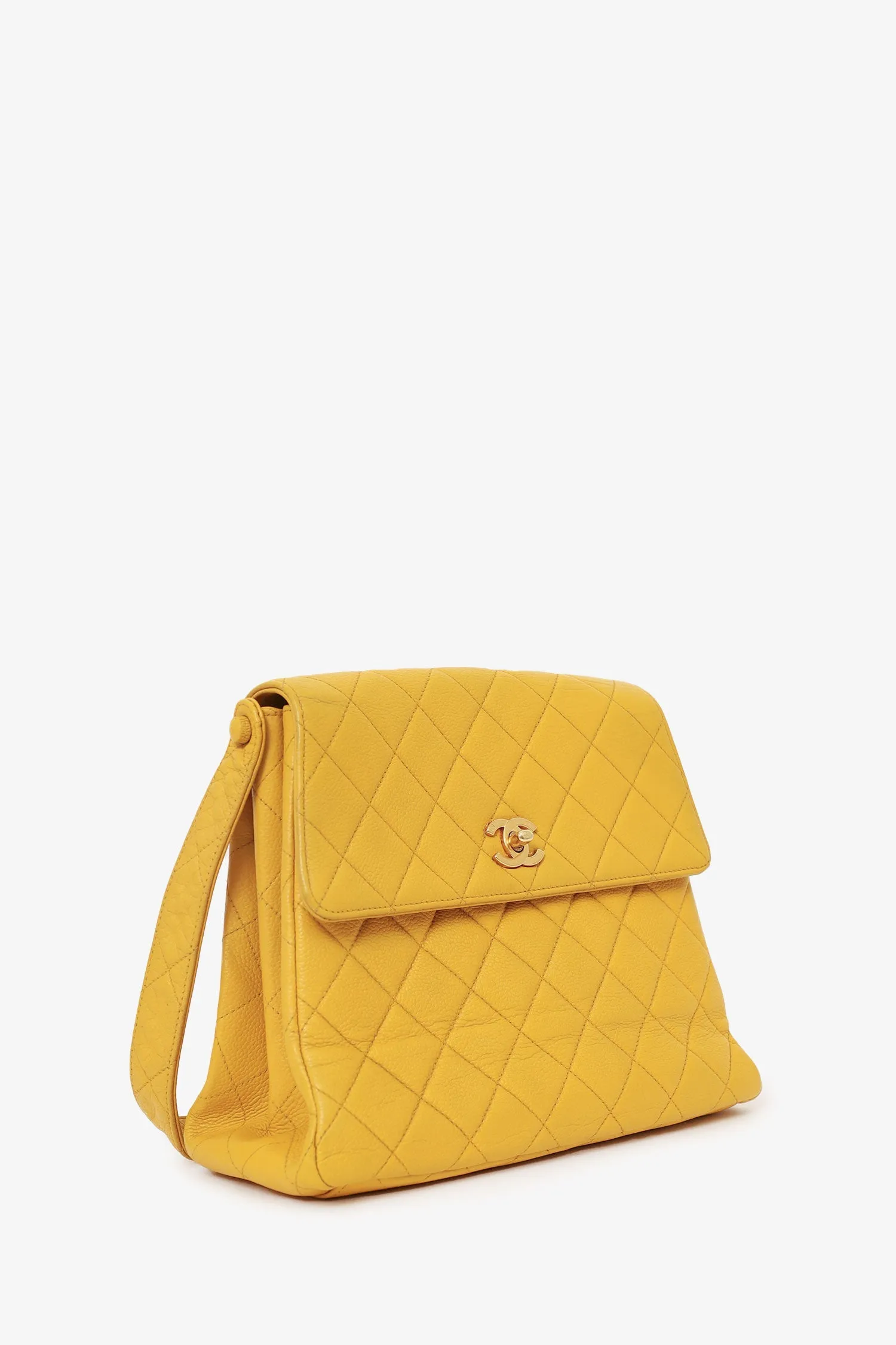 Pre-Loved Chanel? Yellow Caviar Leather CC Shoulder Bag