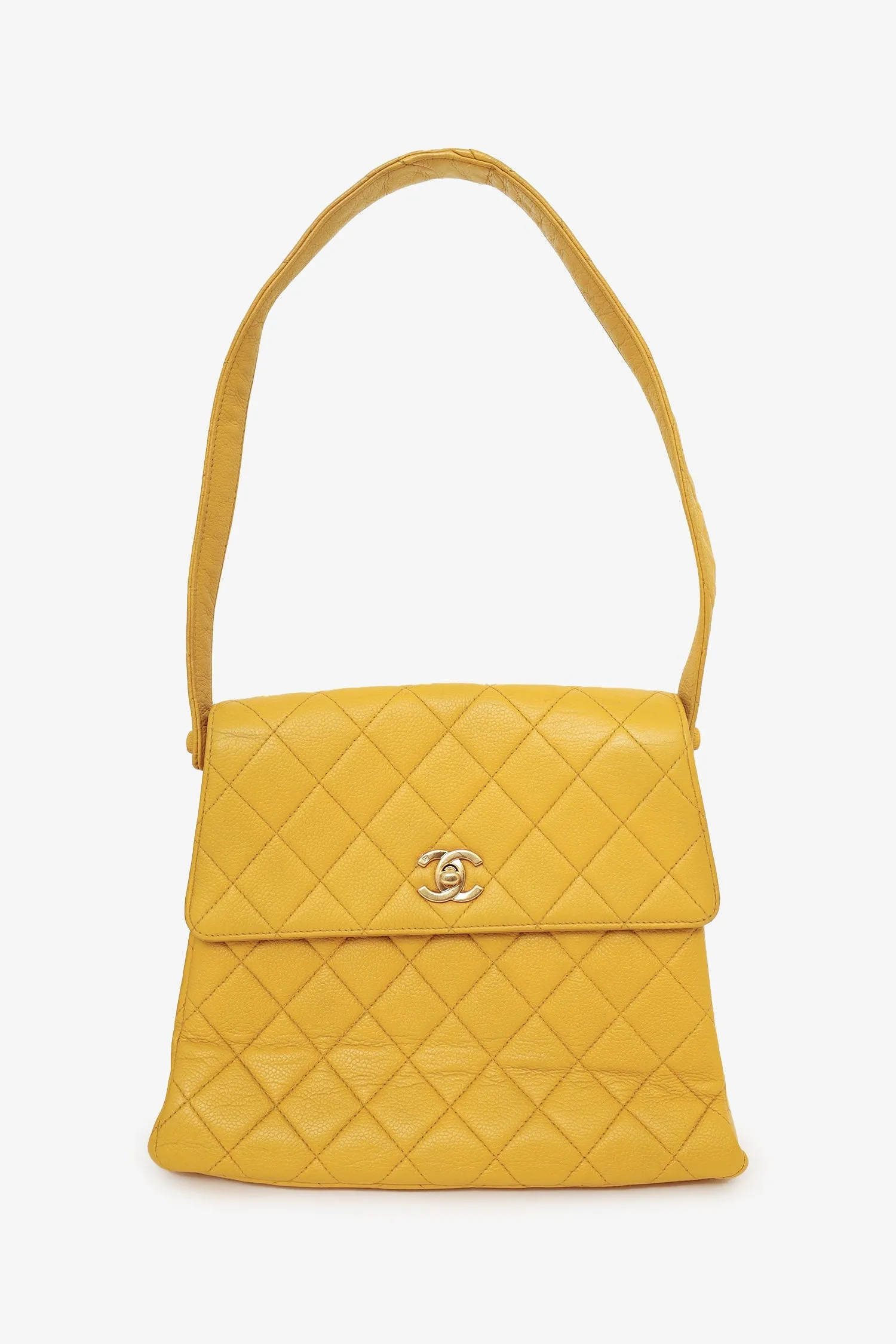 Pre-Loved Chanel? Yellow Caviar Leather CC Shoulder Bag handbags bulk sale