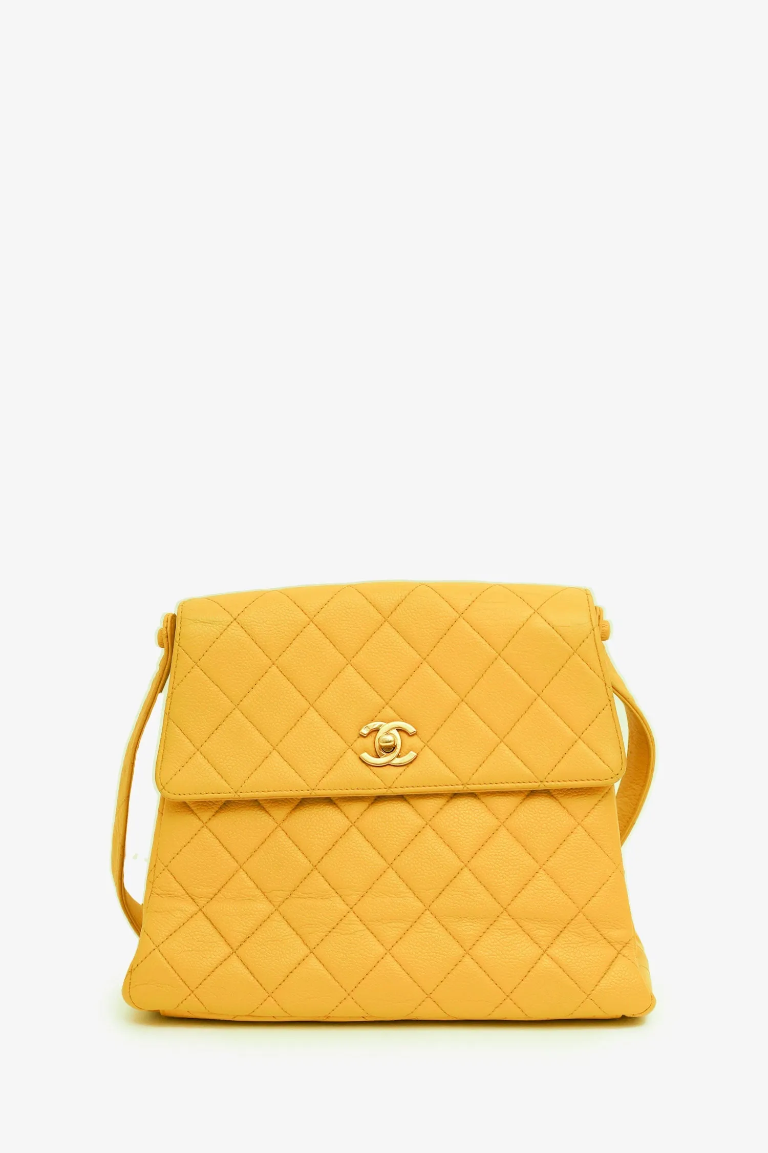 Pre-Loved Chanel? Yellow Caviar Leather CC Shoulder Bag