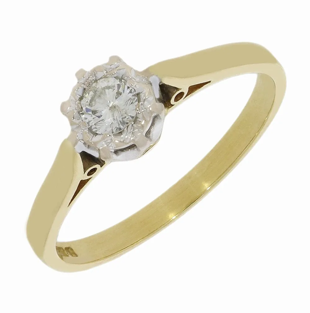 Pre Owned 18ct Yellow Gold 0.15cts Diamond Solitaire Ring 