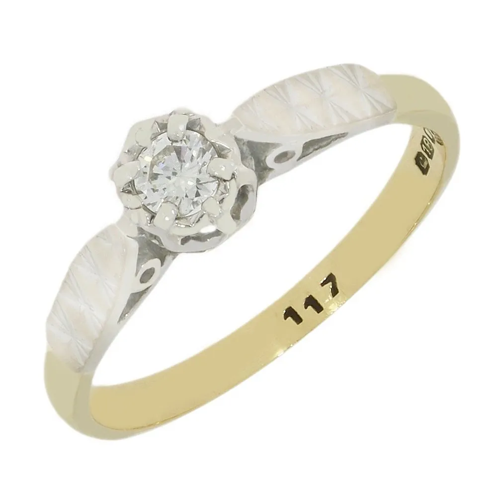 Pre Owned 18ct Yellow Gold 0.15cts Diamond Solitaire Ring 