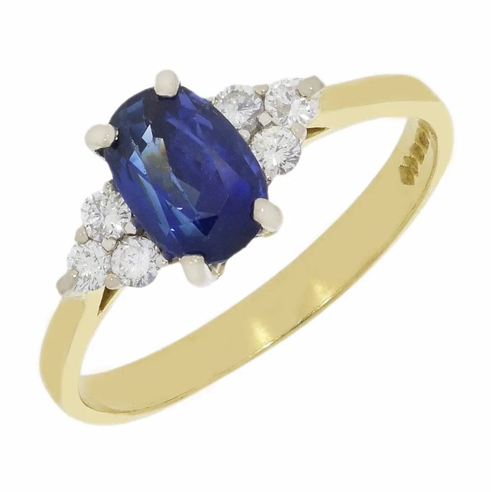 Pre Owned 18ct Yellow Gold Sapphire and Diamond Ring 