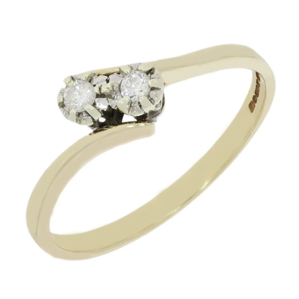 Pre Owned 9ct Yellow Gold 0.10cts Diamond Dress Ring 