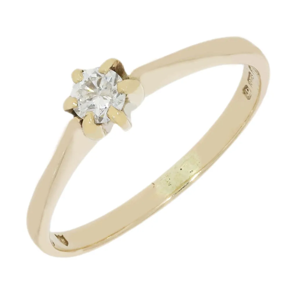 Pre Owned 9ct Yellow Gold 0.10cts Diamond Solitaire Ring 