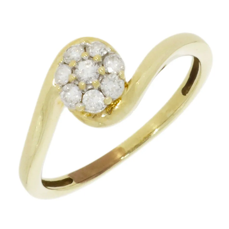 Pre Owned 9ct Yellow Gold 0.20cts Diamond Cluster Ring 