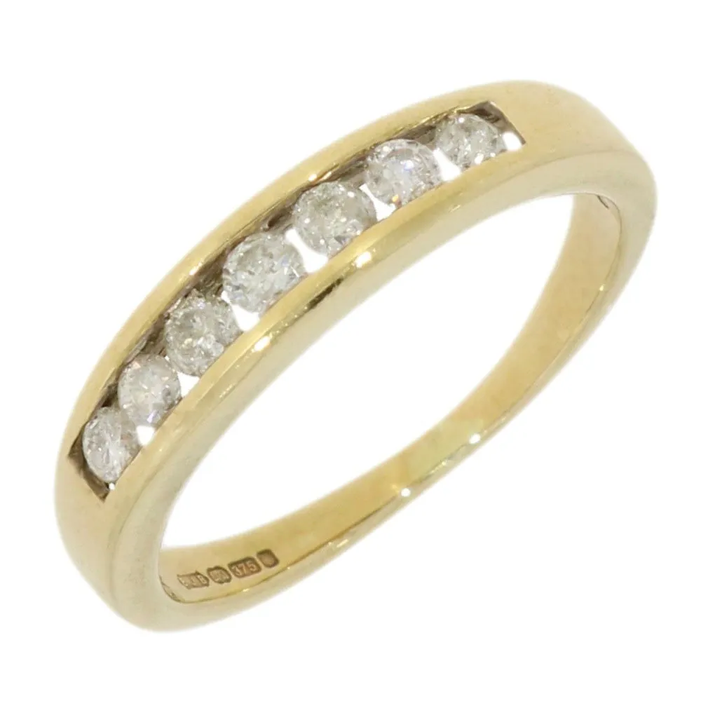 Pre Owned 9ct Yellow Gold 0.33cts Diamond Half Eternity Ring 