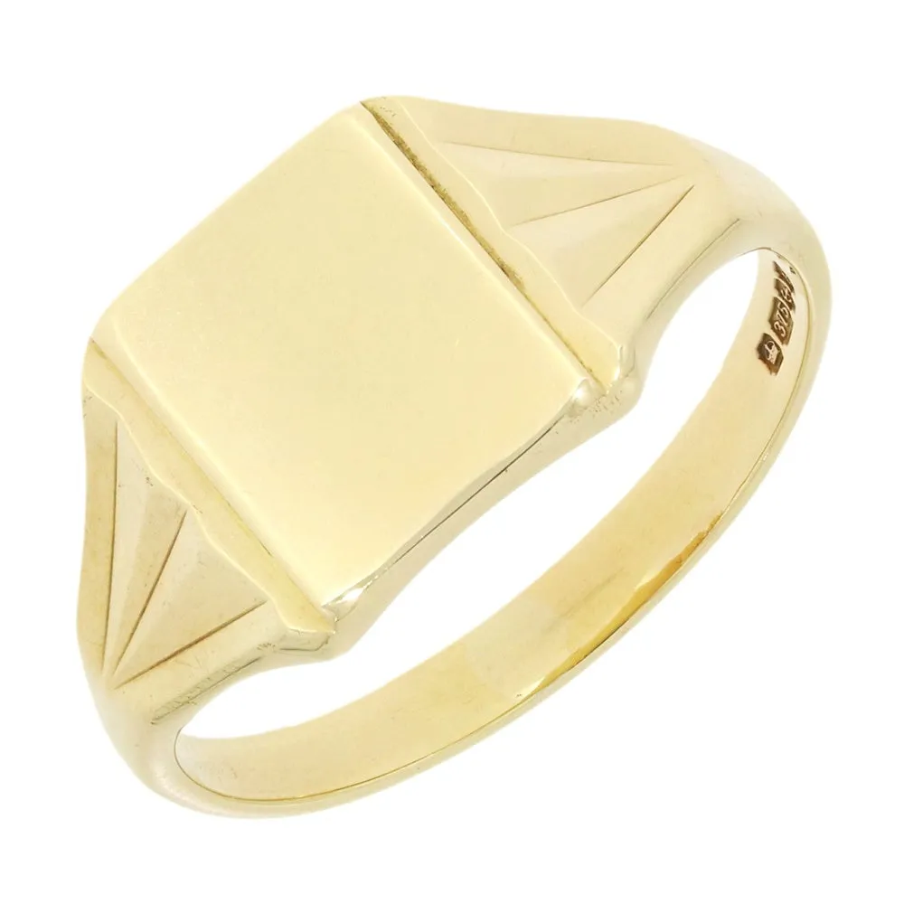 Pre Owned 9ct Yellow Gold Mens Square Signet Ring 