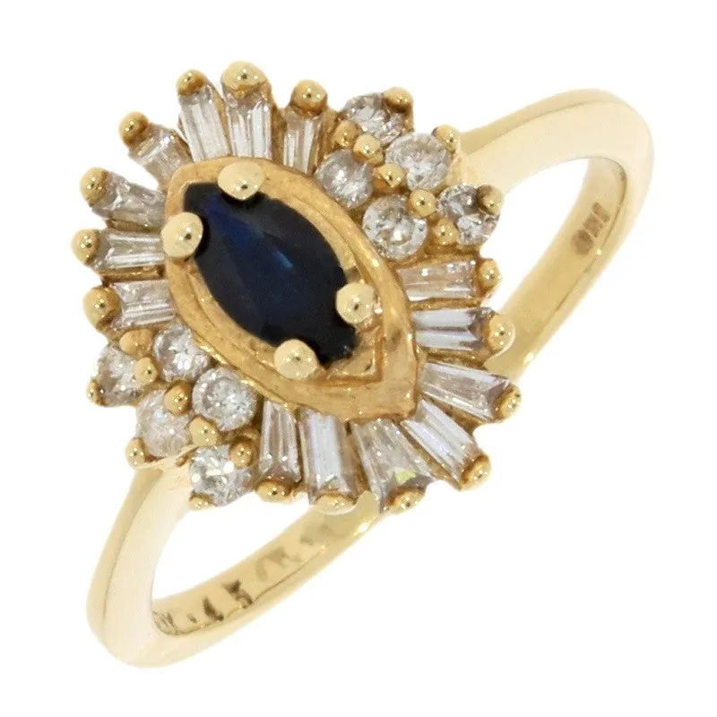 Pre Owned 9ct Yellow Gold Sapphire And Diamond Cluster Ring 