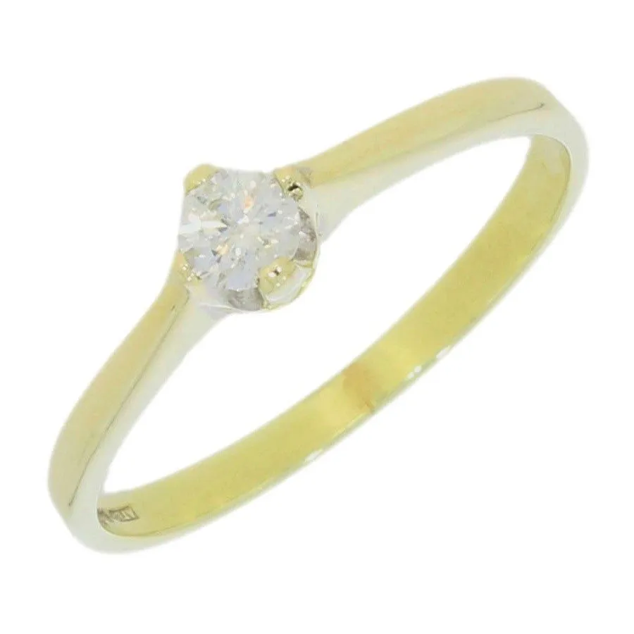 Pre Owned 9ct Yellow Gold Solitaire 0.15ct Diamond Ring 