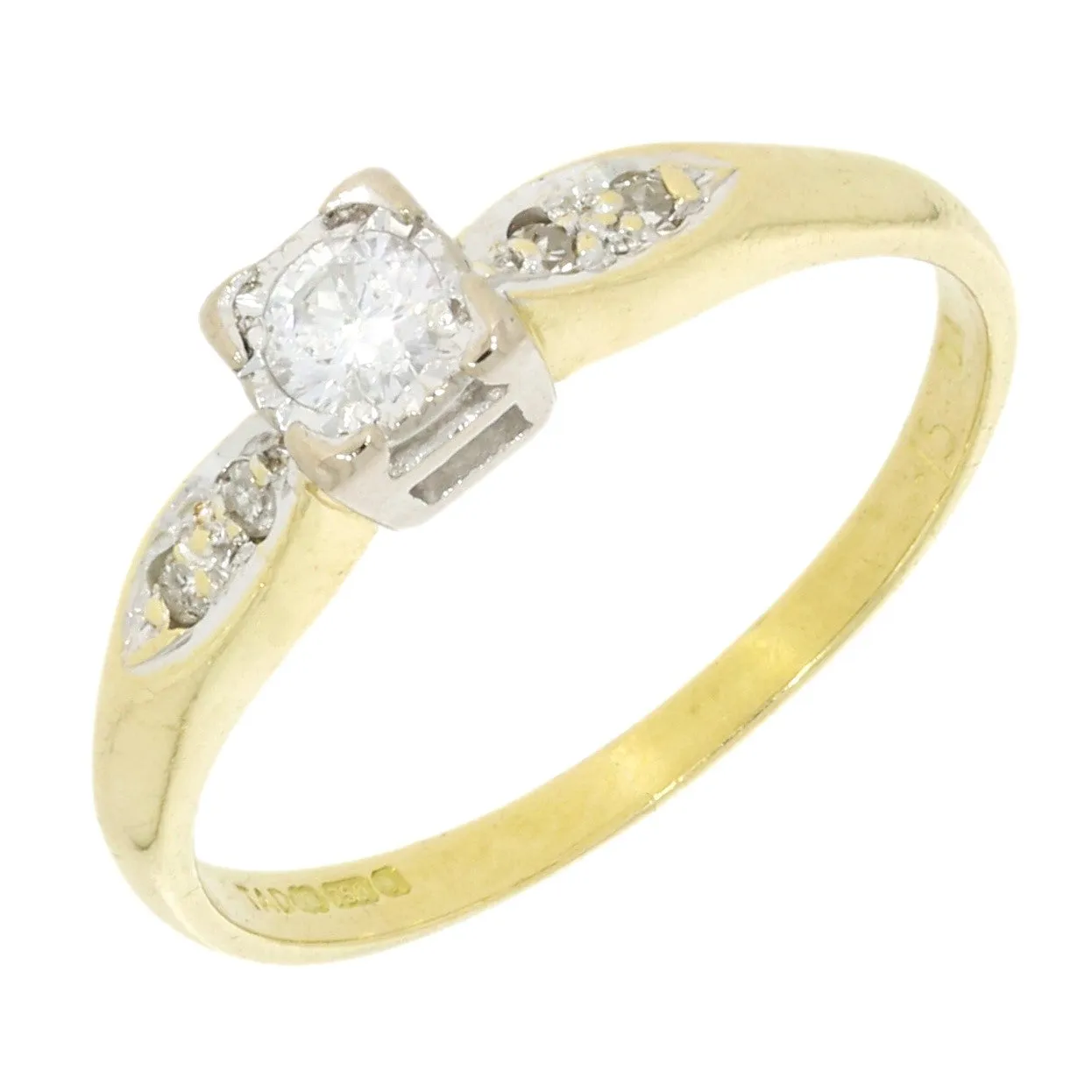 Pre Owned Ladies 18ct Yellow Gold 0.15cts Diamond Solitaire Ring 
