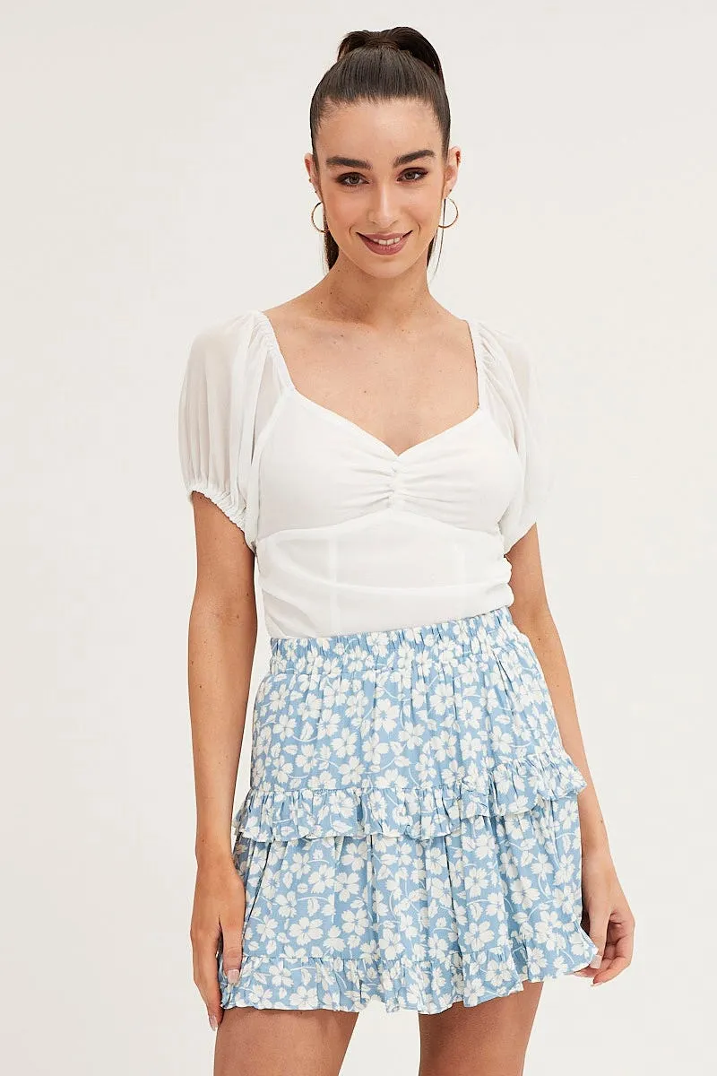 Print Elastic Waist Mini Skater Skirt,skirt,denim skirt,mini skirt,maxi skirt,jean skirt,skort,tennis skirt,pleated skirt,pencil skirt,bubble skirt,plisse skirt,fitted skirt,midi skirt,short skirt,short mini skirt,leather skirt,a line skirt,Split skirt