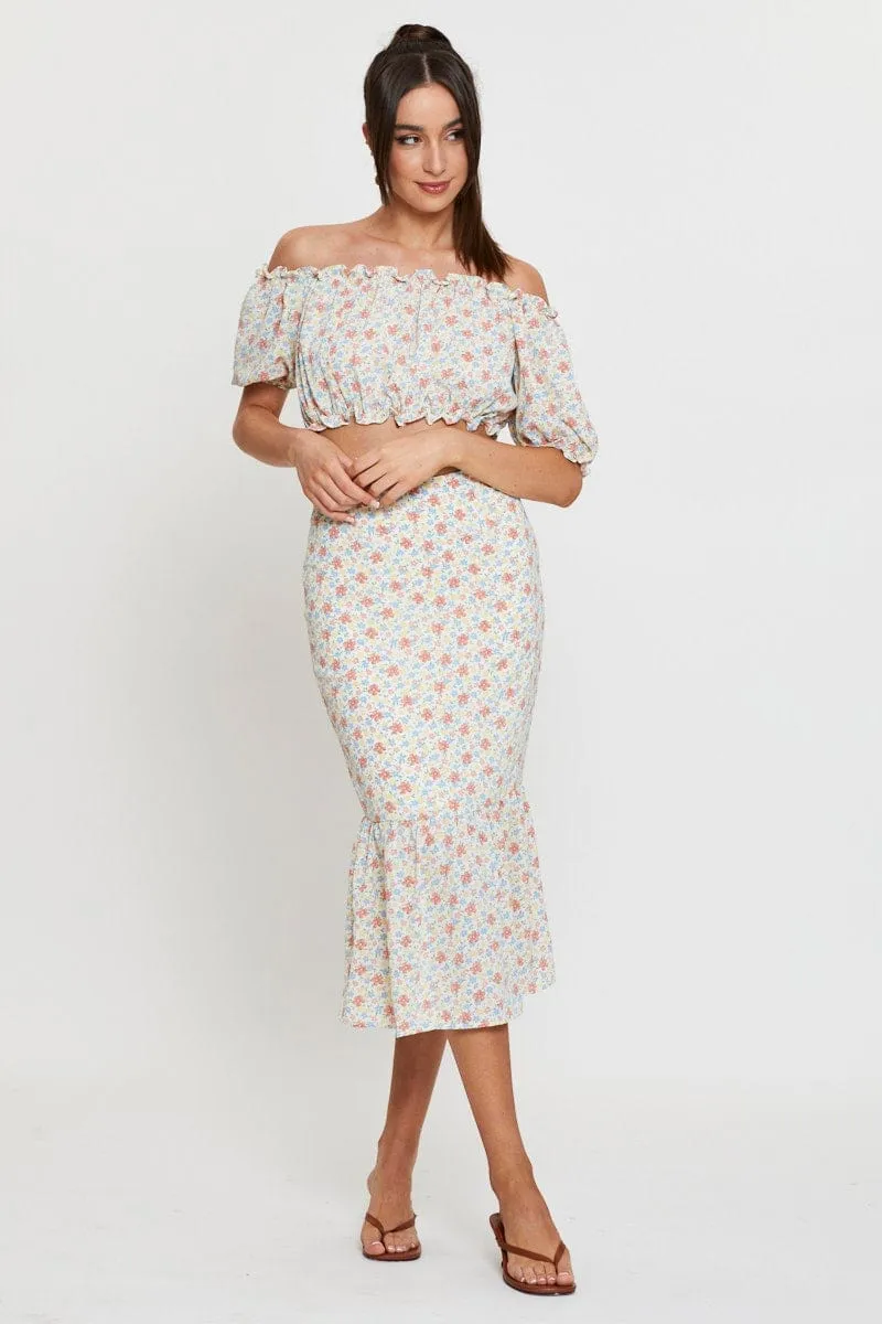 Print Midi Skirt High Waist,skirt,denim skirt,mini skirt,maxi skirt,jean skirt,skort,tennis skirt,pleated skirt,pencil skirt,bubble skirt,plisse skirt,fitted skirt,midi skirt,short skirt,short mini skirt,leather skirt,a line skirt,Split skirt