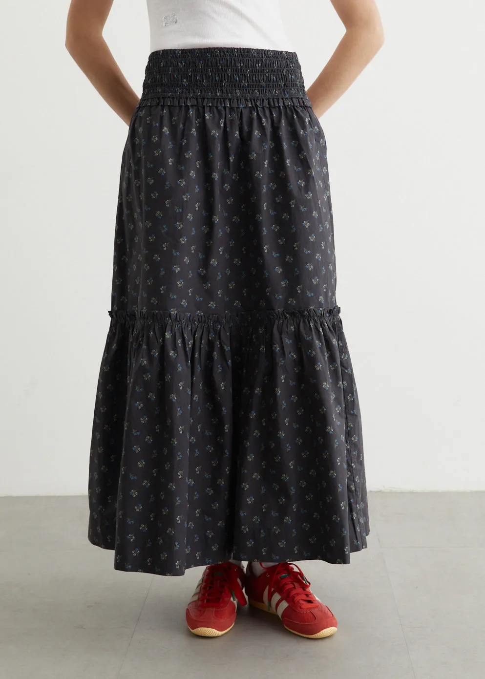 Printed Cotton Smock Maxi Skirt,denim skirt,mini skirt,pleated skirt,maxi skirt,line skirt,pencil skirt,long skirt,skirt cover up beach,cargo skirt,corduroy skirt,skirt designer,skirt dance,ethnic skirt,edikted skirt, elastic waist skirt,