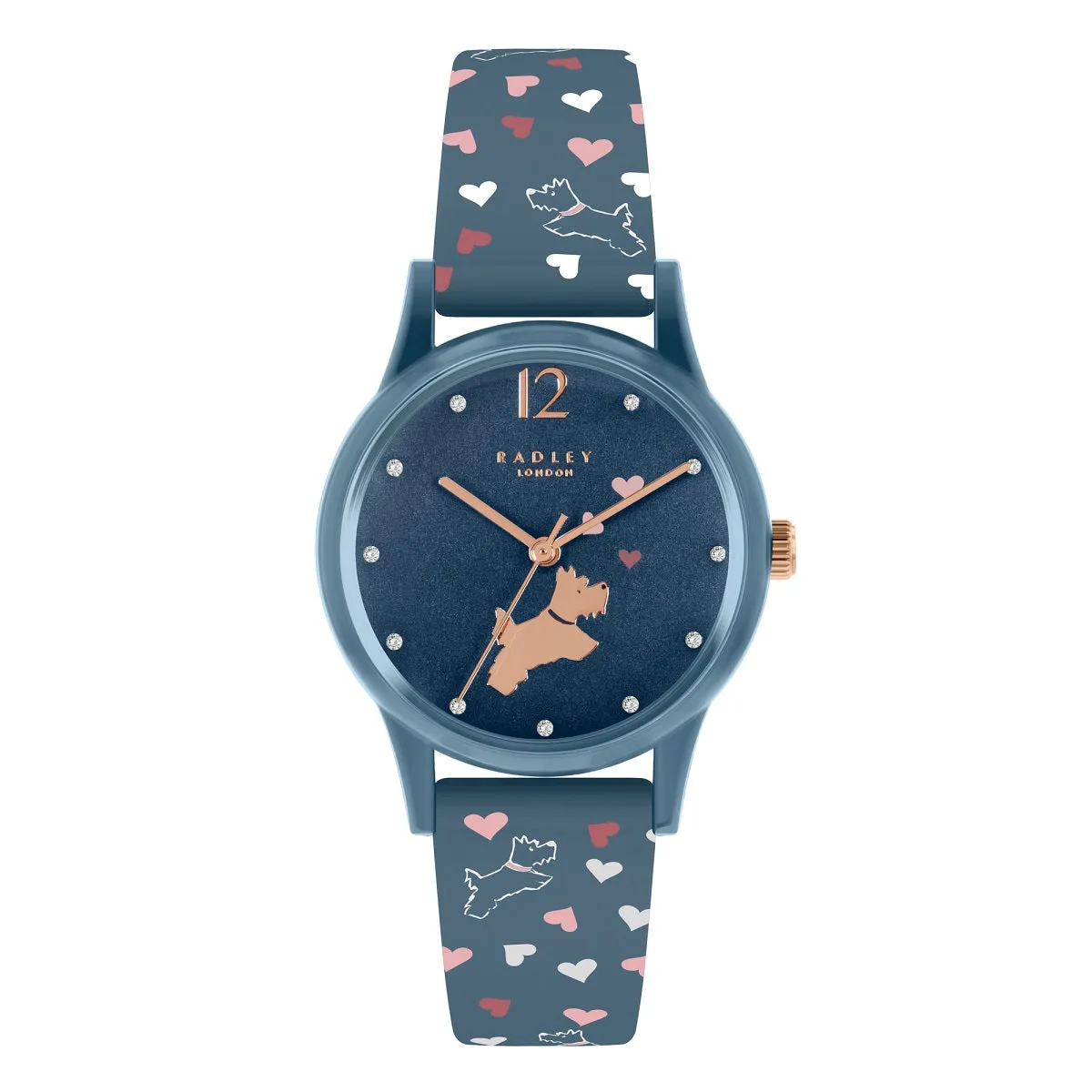 Radley Heart Print Blue Silicone Strap Ladies Watch RY21376