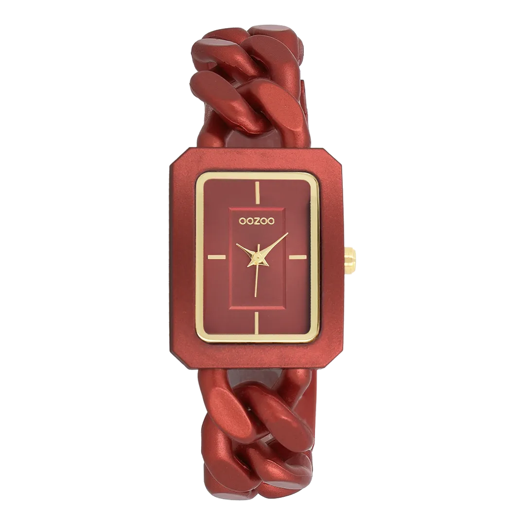 Red OOZOO watch with chain bracelet - C11277