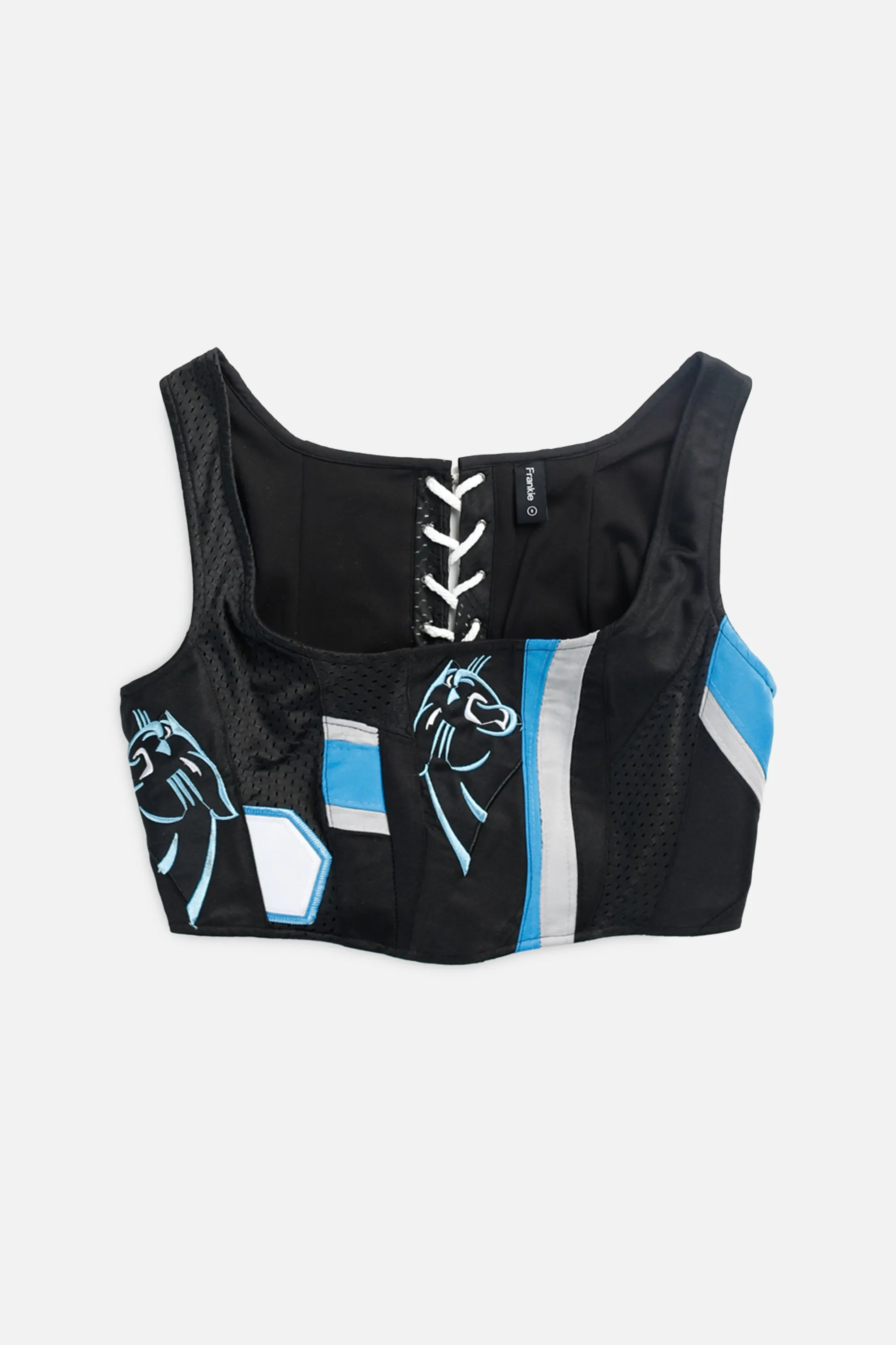 Rework T-shirts,  tops,  summer styles, sports vests, running tops,Vintage Nike Athletic Tee, Tops Sports Tops,  Sports Tops, Quick Dry, Short Sleeves Carolina Panthers NFL Corset - S