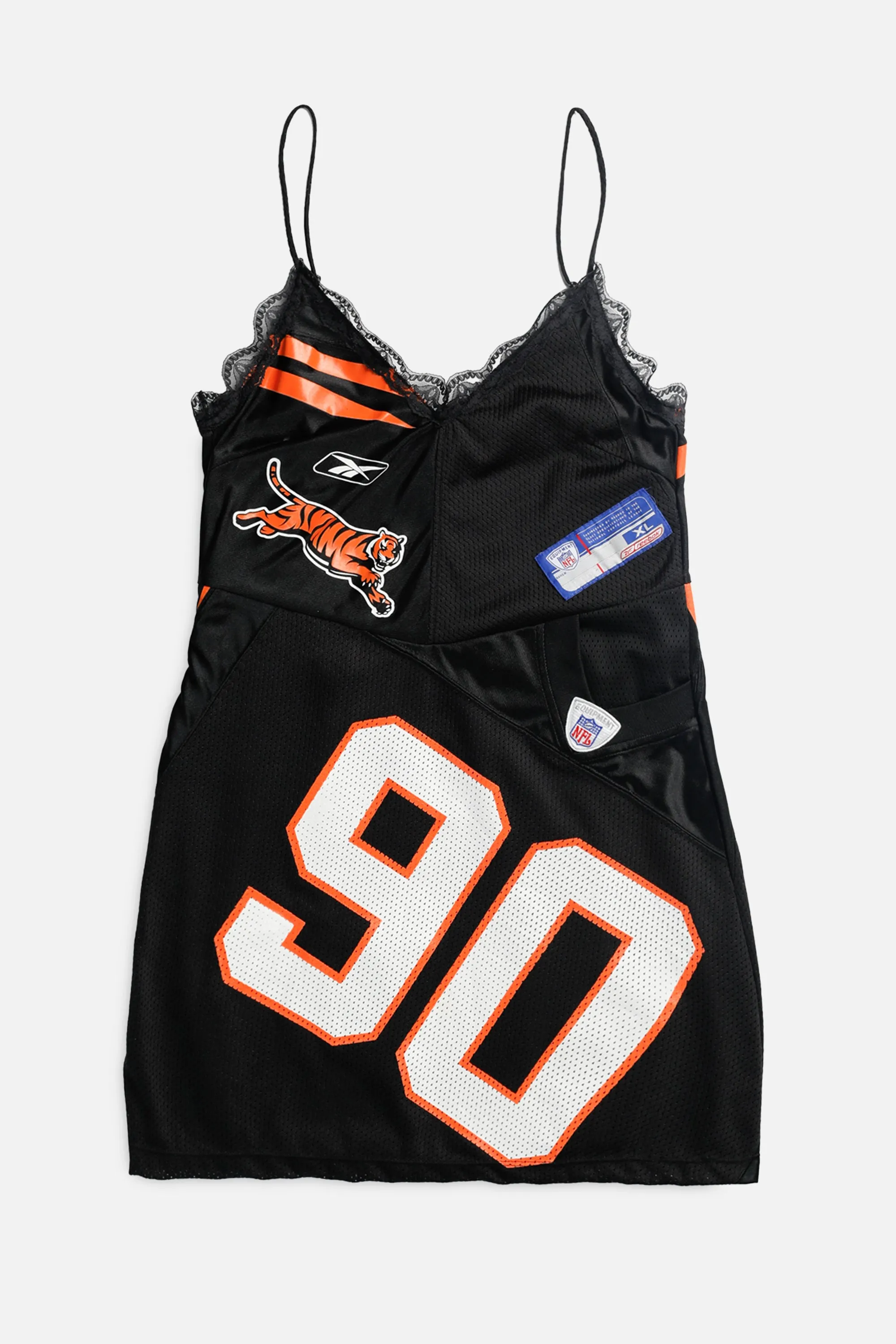 Rework T-shirts,  tops,  summer styles, sports vests, running tops,Vintage Nike Athletic Tee, Tops Sports Tops,  Sports Tops, Quick Dry, Short Sleeves Cincinnati Bengals NFL Lace Dress - S