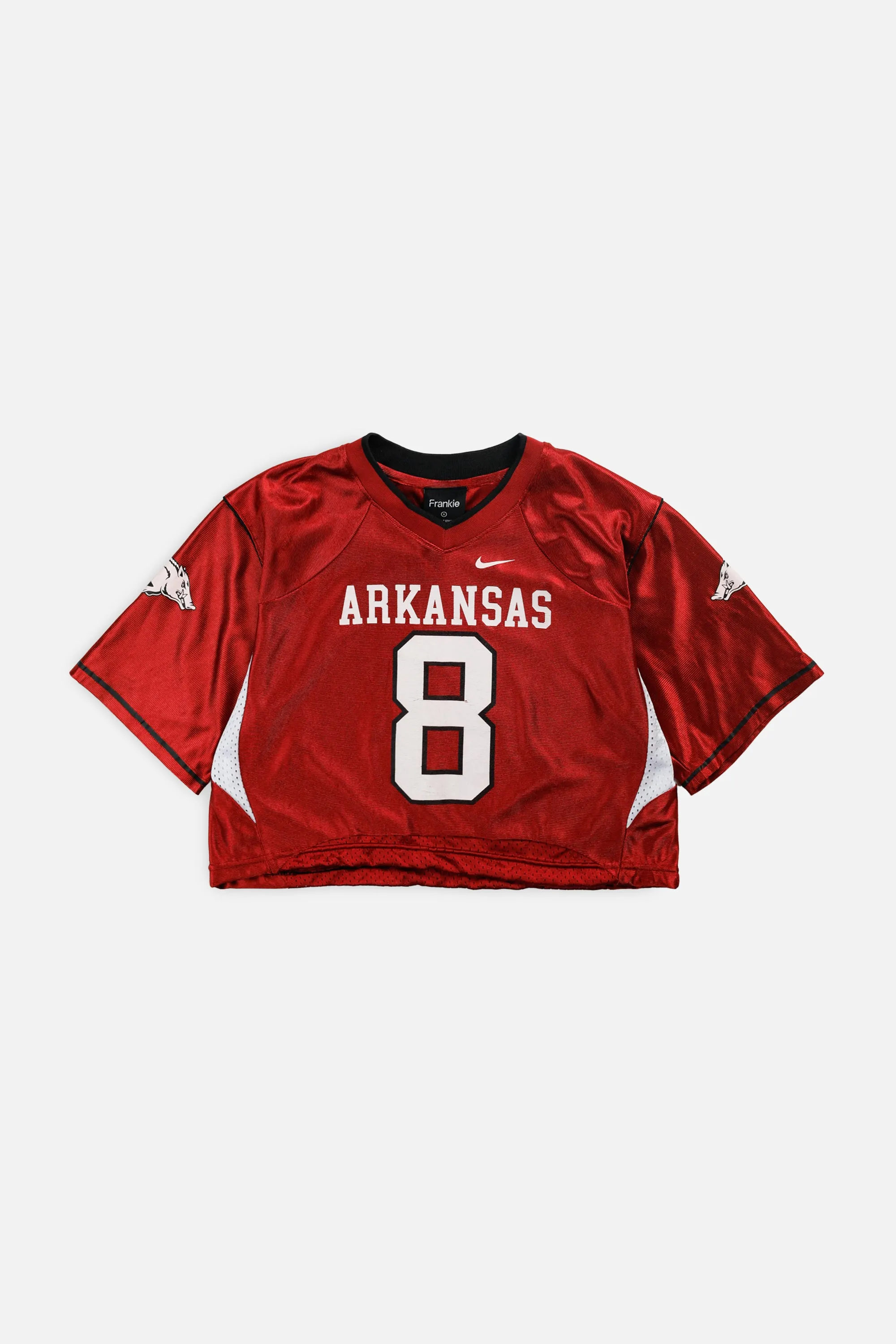 Rework T-shirts,  tops,  summer styles, sports vests, running tops,Vintage Nike Athletic Tee, Tops Sports Tops,  Sports Tops, Quick Dry, Short Sleeves Crop Arkansas Razorbacks NCAA Jersey - S
