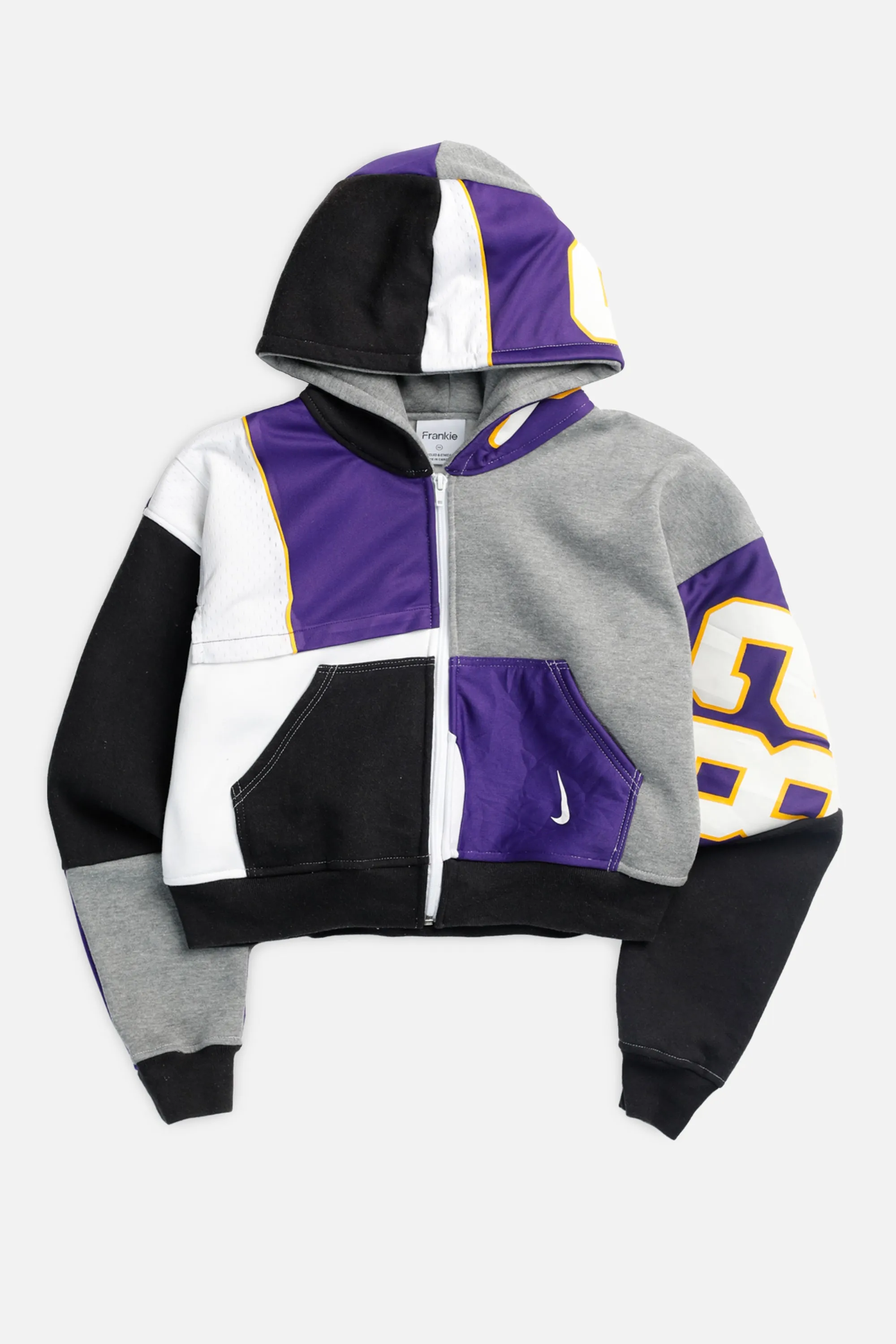 Rework T-shirts,  tops,  summer styles, sports vests, running tops,Vintage Nike Athletic Tee, Tops Sports Tops,  Sports Tops, Quick Dry, Short Sleeves Minnesota Vikings NFL Crop Zip Hoodie - XS