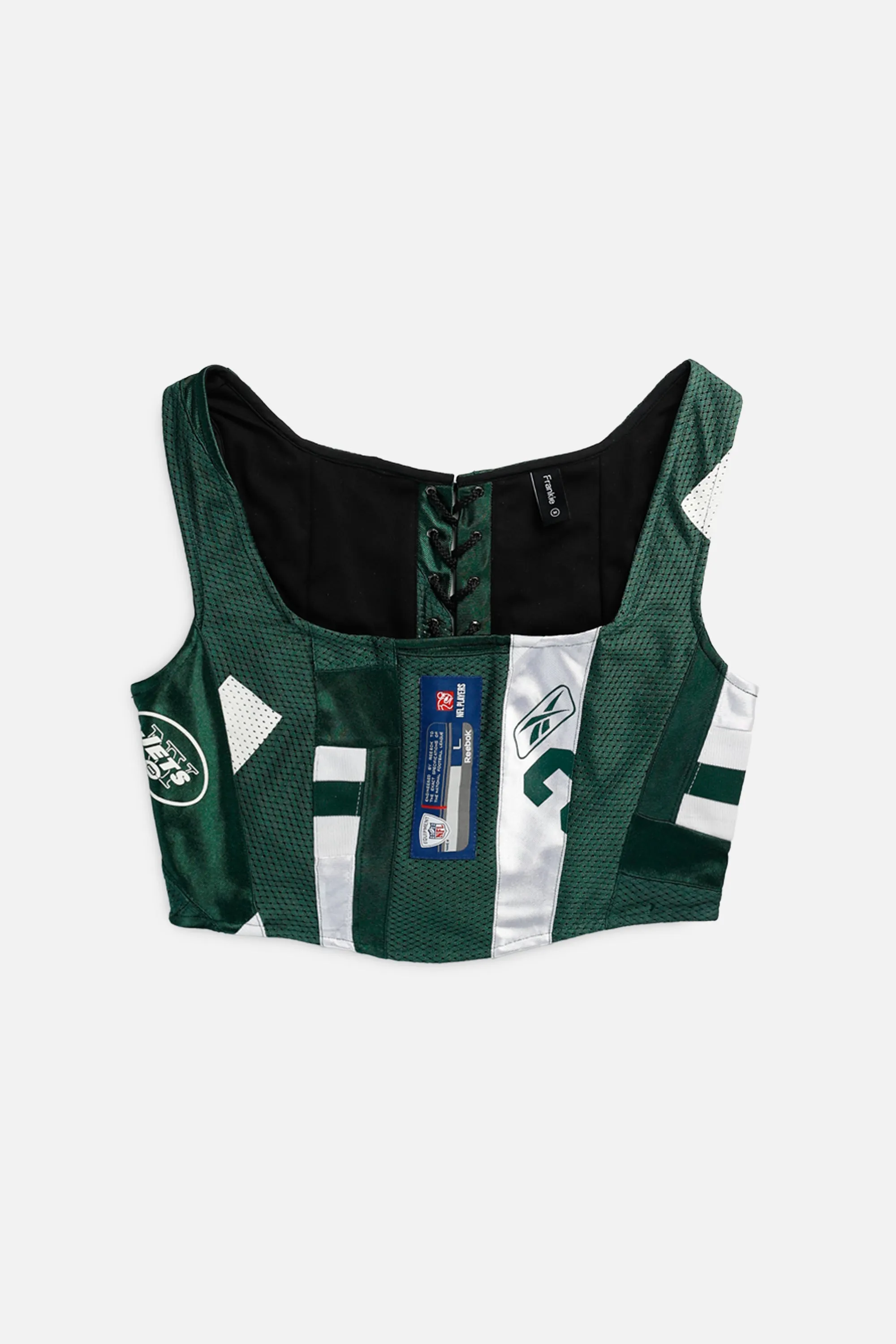 Rework T-shirts,  tops,  summer styles, sports vests, running tops,Vintage Nike Athletic Tee, Tops Sports Tops,  Sports Tops, Quick Dry, Short Sleeves NY Jets NFL Corset - M