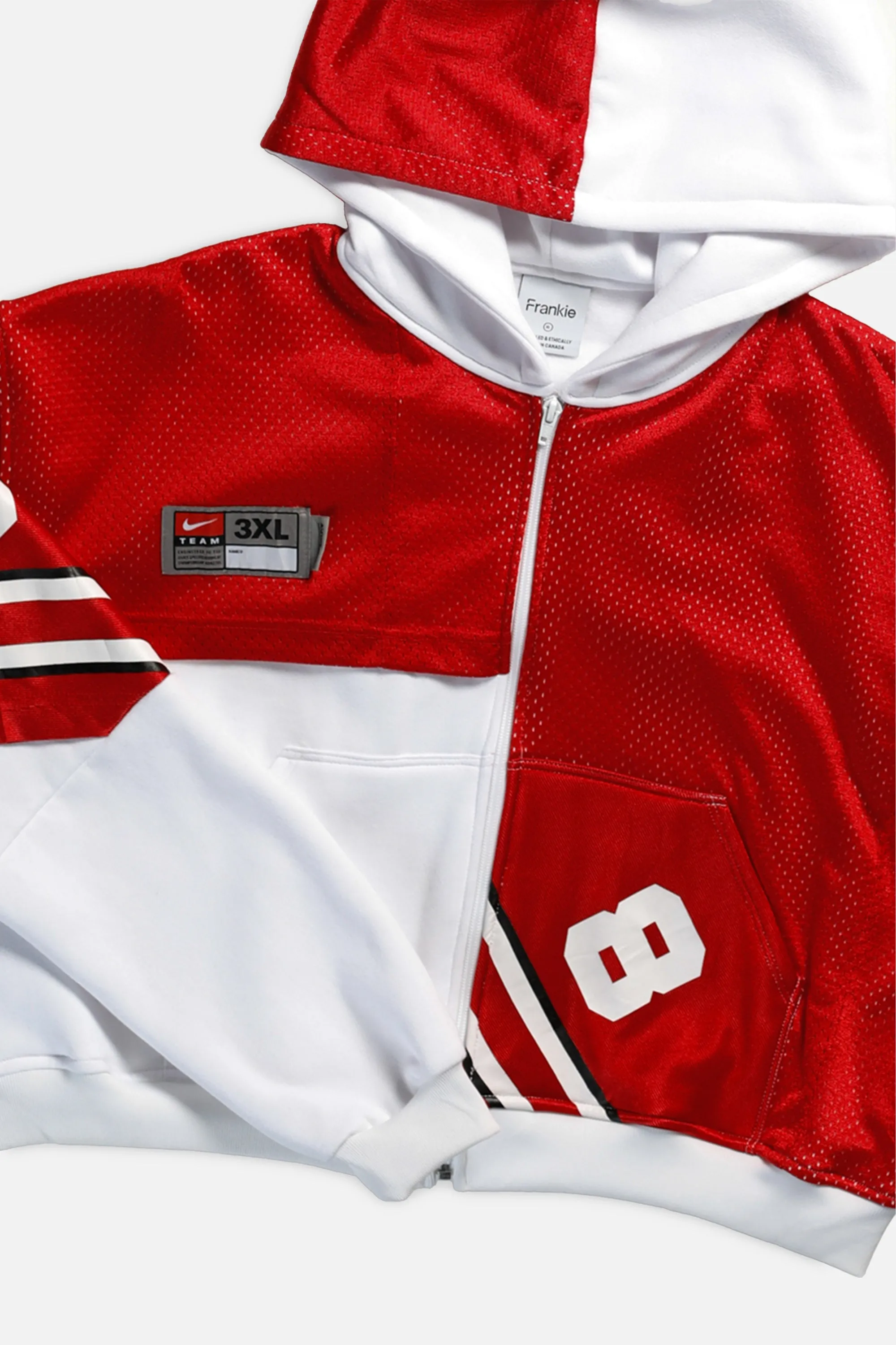 Rework Ohio State Buckeyes NCAA Crop Zip Hoodie - XL