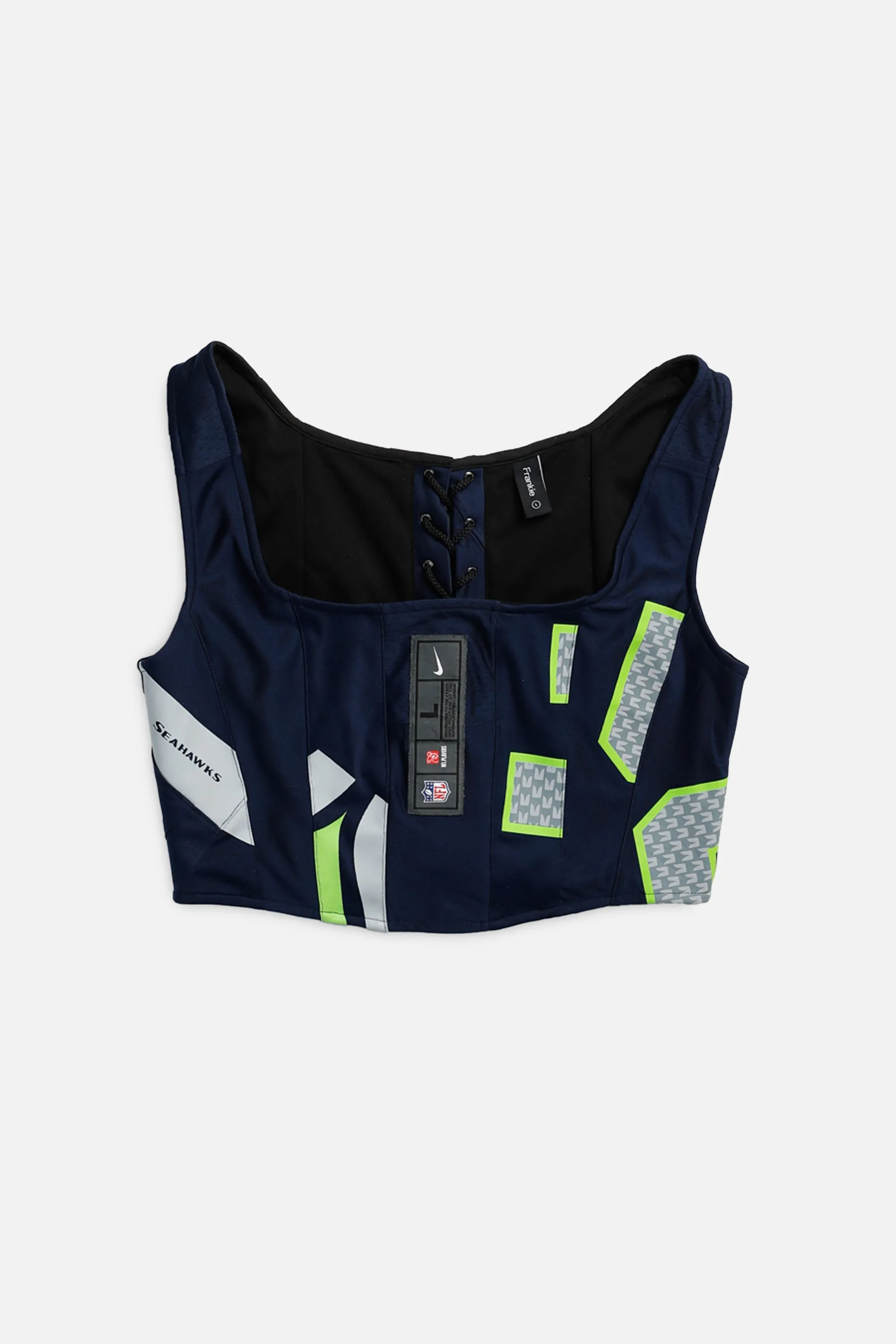Rework T-shirts,  tops,  summer styles, sports vests, running tops,Vintage Nike Athletic Tee, Tops Sports Tops,  Sports Tops, Quick Dry, Short Sleeves Seattle Seahawks NFL Corset - L