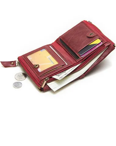 RFID Brown Leather Men's Small Blue Bifold Business Wallet on sale Black Slim billfold Wallet on sale Coin Purse For Men