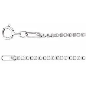 Rhodium-Plated Sterling Silver 1.3 mm Diamond-Cut Box 16" Chain 