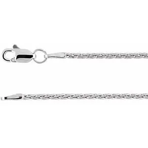 Rhodium-Plated Sterling Silver 1.5 mm Wheat 16" Chain 