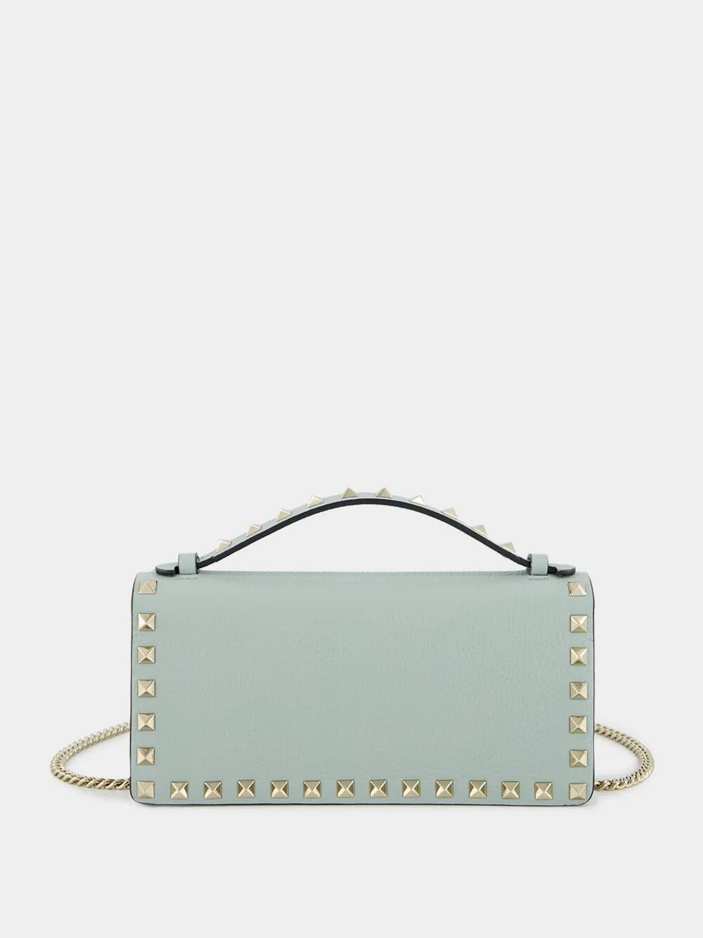 Rockstud Leather Wallet on Chain