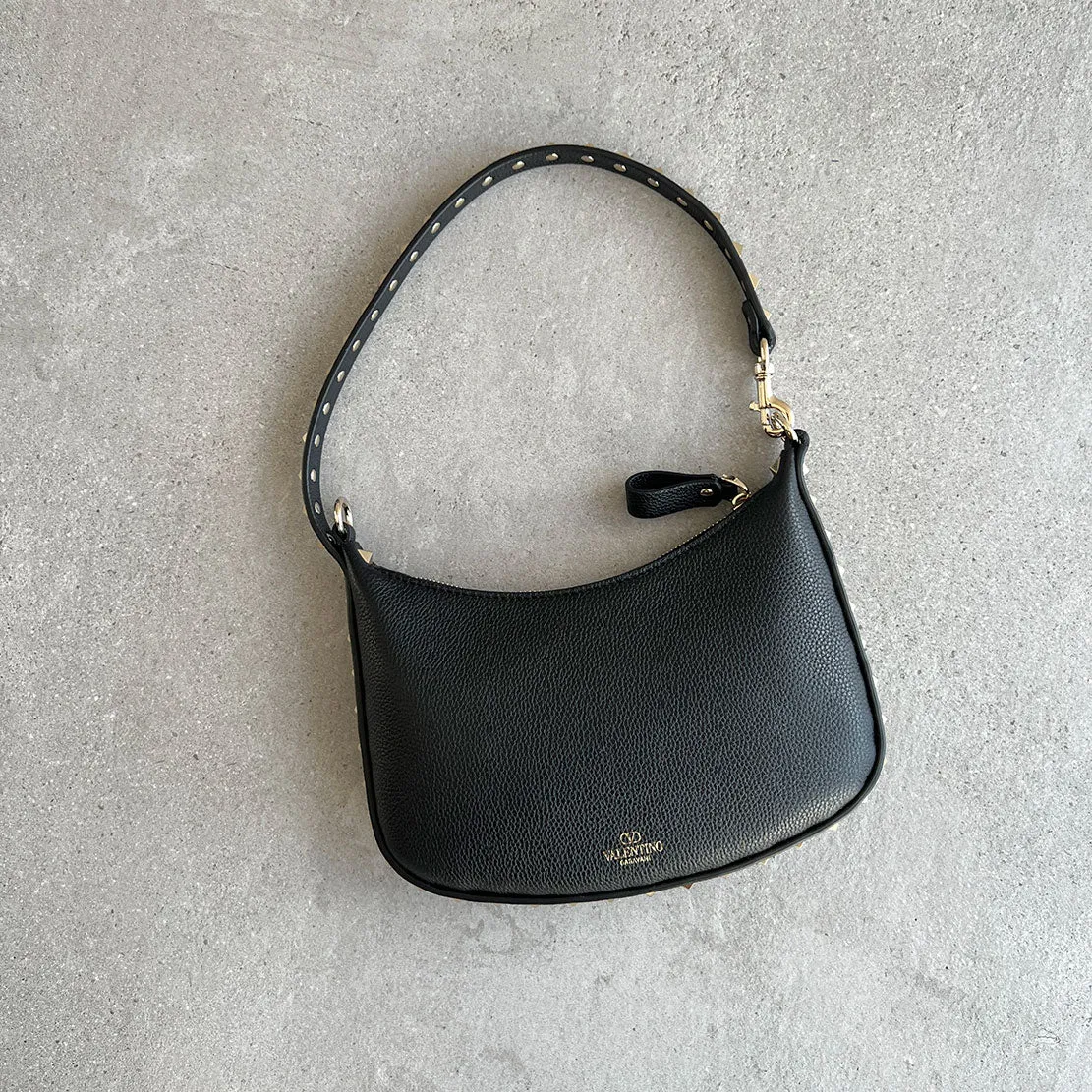 Rockstud Mini Hobo, Black clutches Pouches buy online