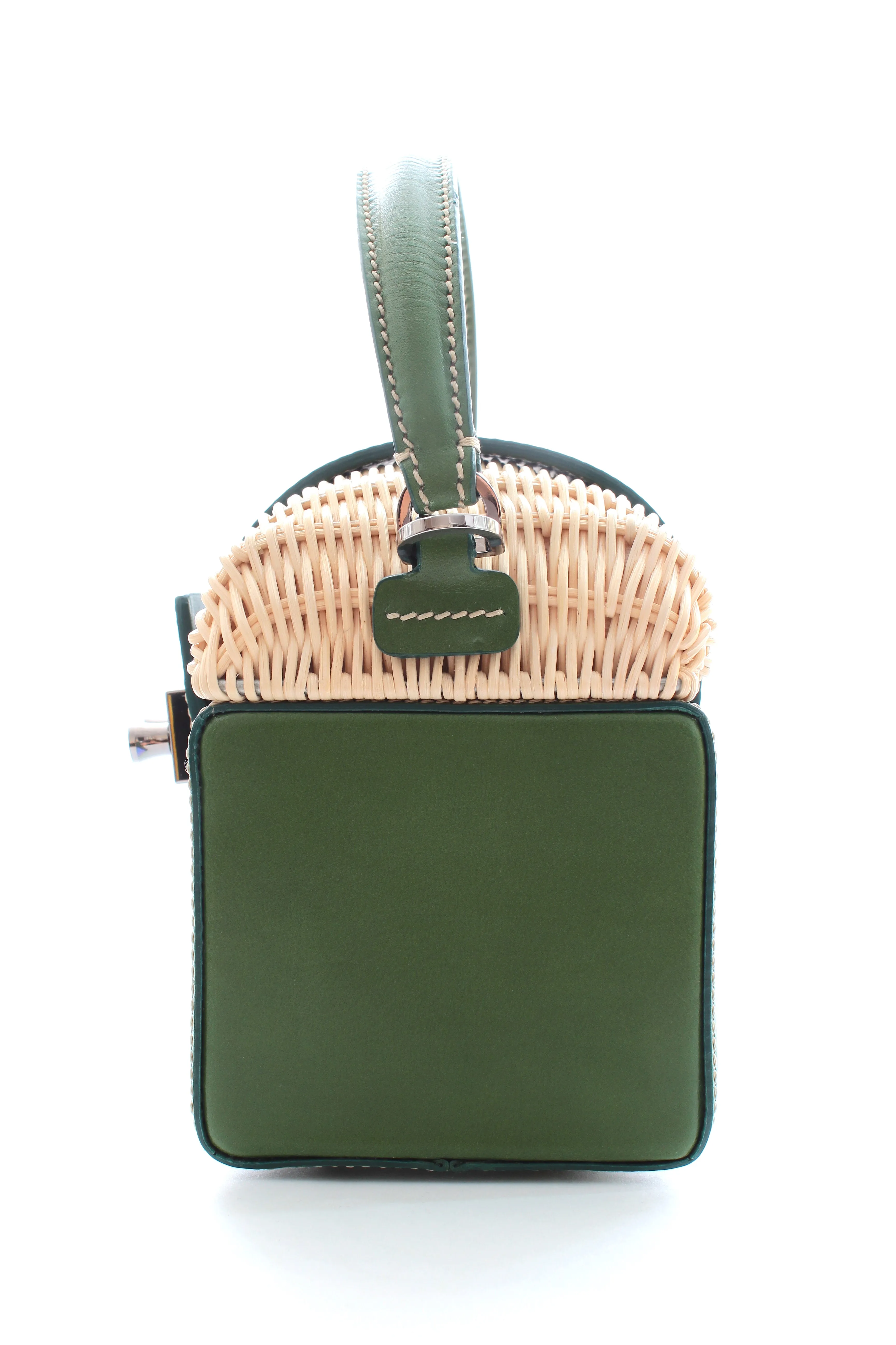 Rodo Wicker and Iridescent PVC Box Shoulder Bag