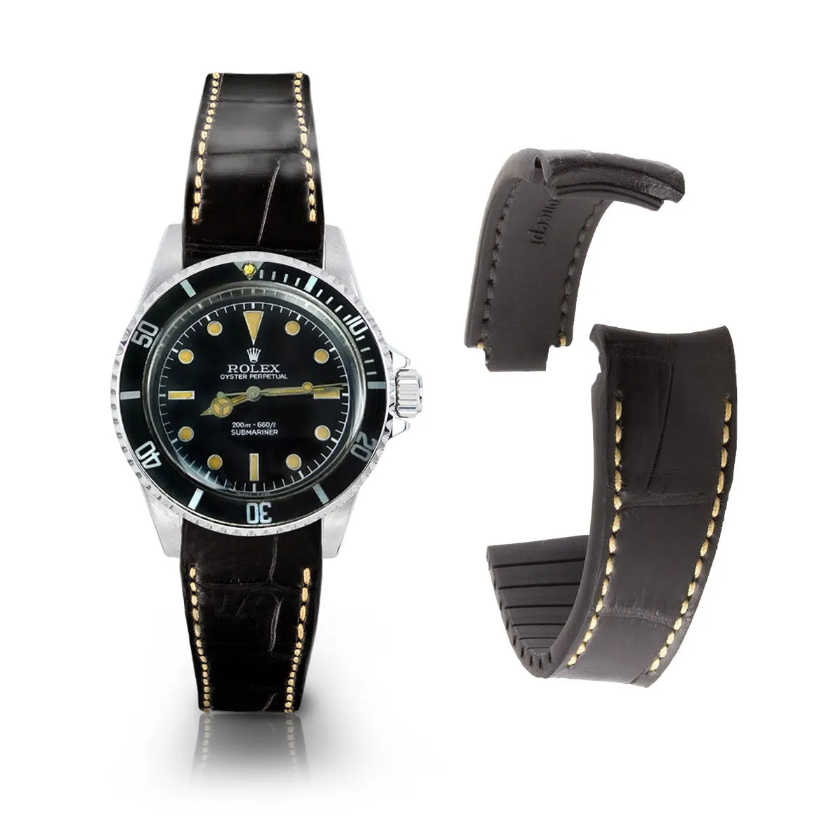 Rolex  - R Strap leather watch strap " Special editions" - alligator - Black brown, blue red...