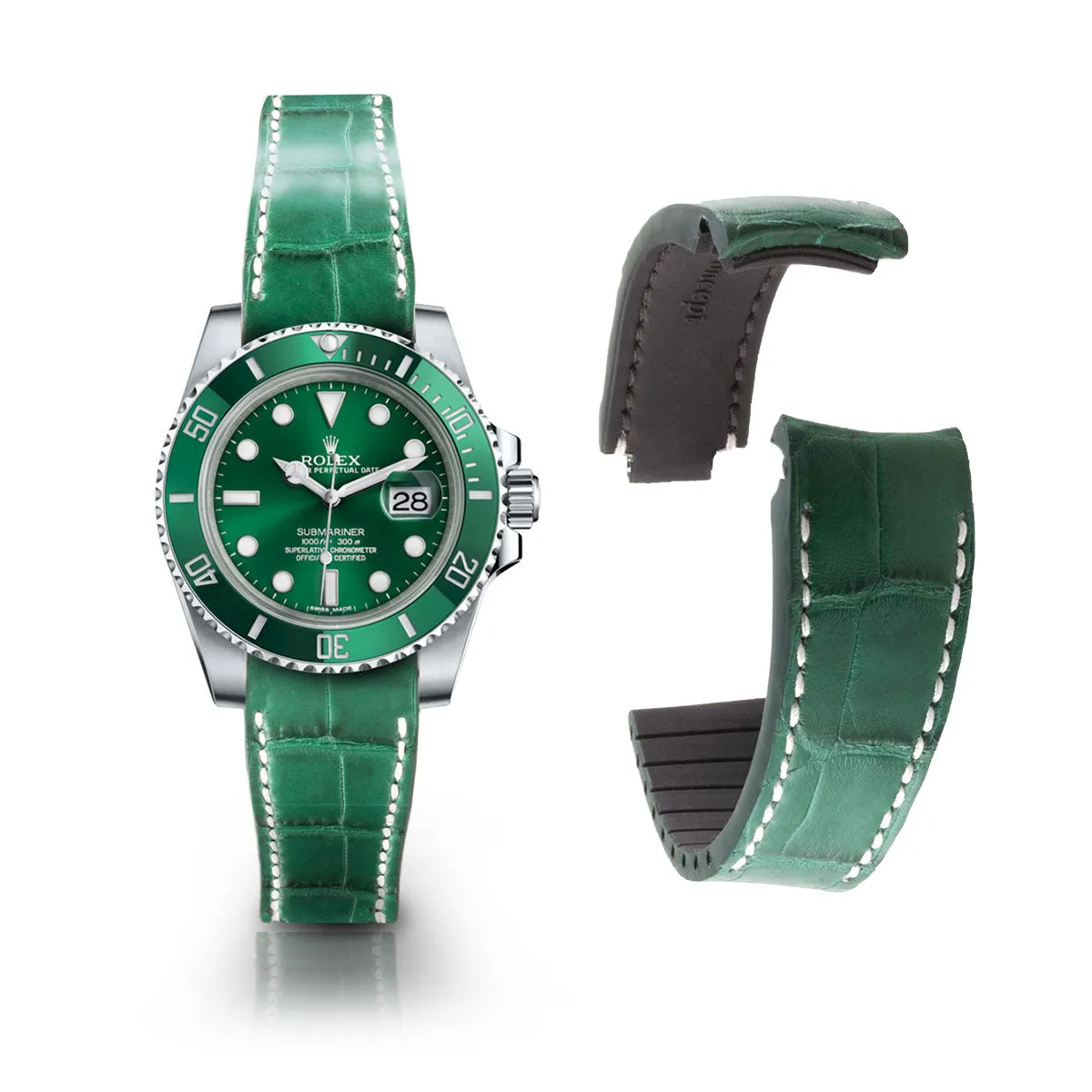 Rolex  - R Strap leather watch strap " Special editions" - alligator - Black brown, blue red...
