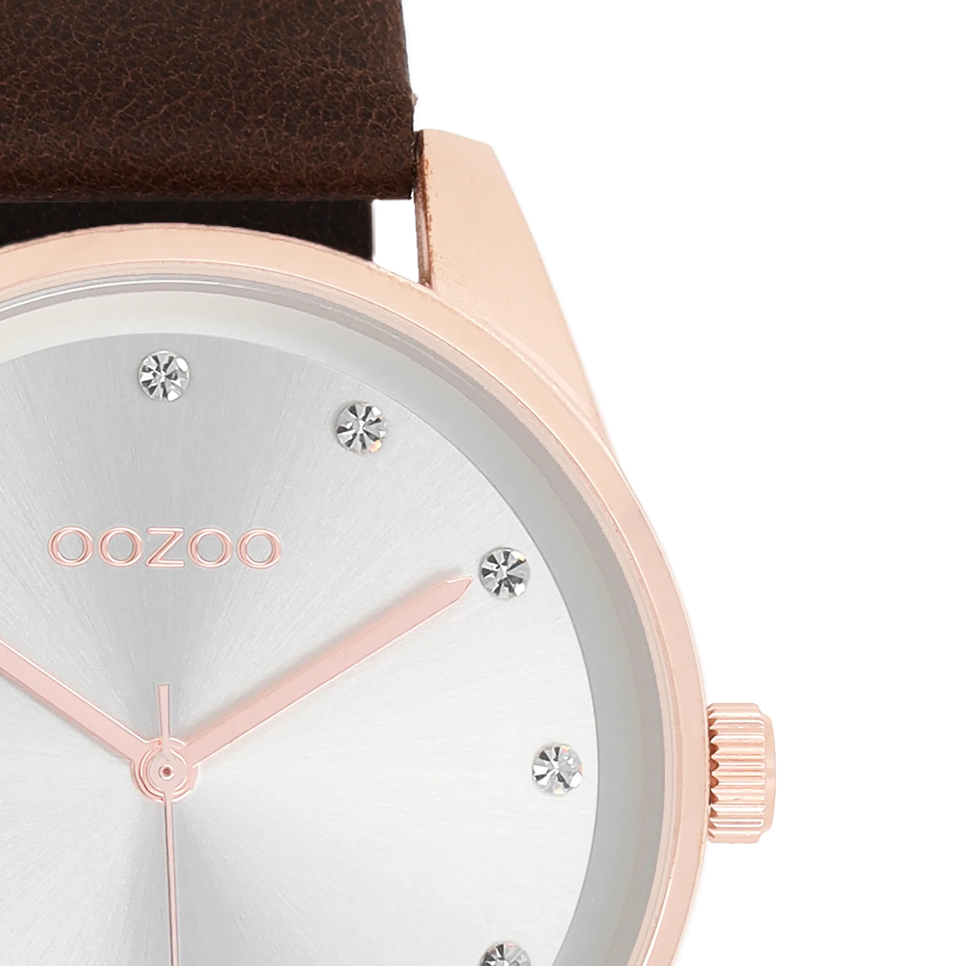 Rose gold coloured OOZOO watch with brown leather strap - C11048