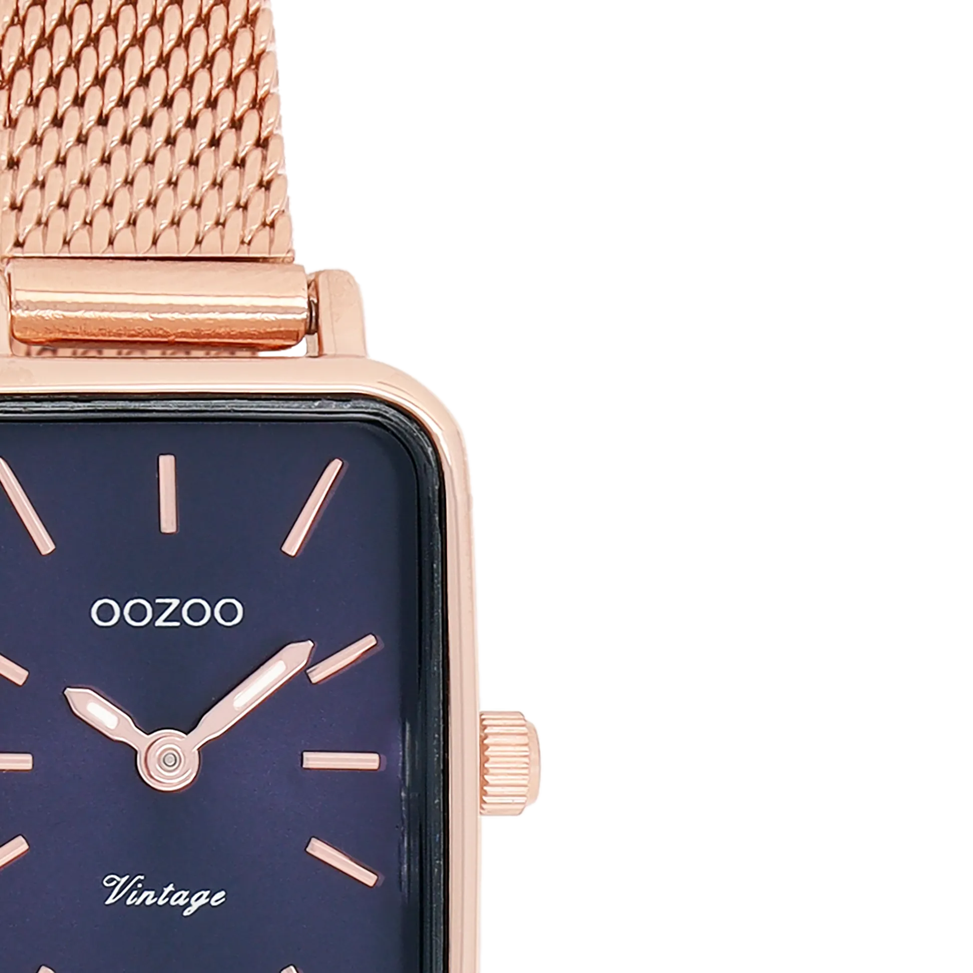 Rose gold coloured OOZOO watch with metal mesh bracelet - C10976
