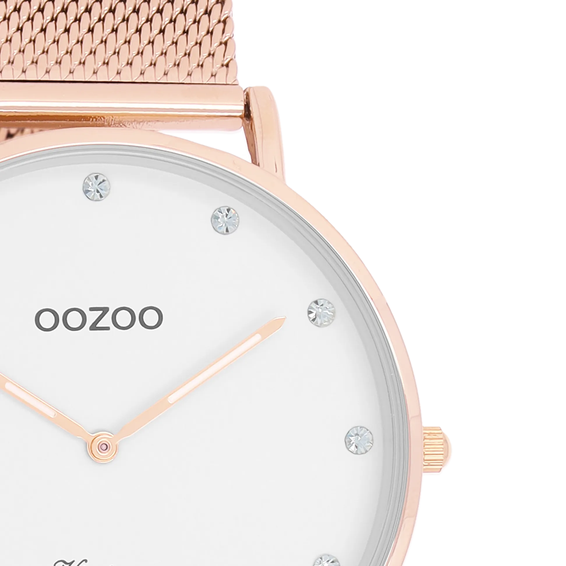 Rose gold coloured OOZOO watch with metal mesh bracelet - C20238