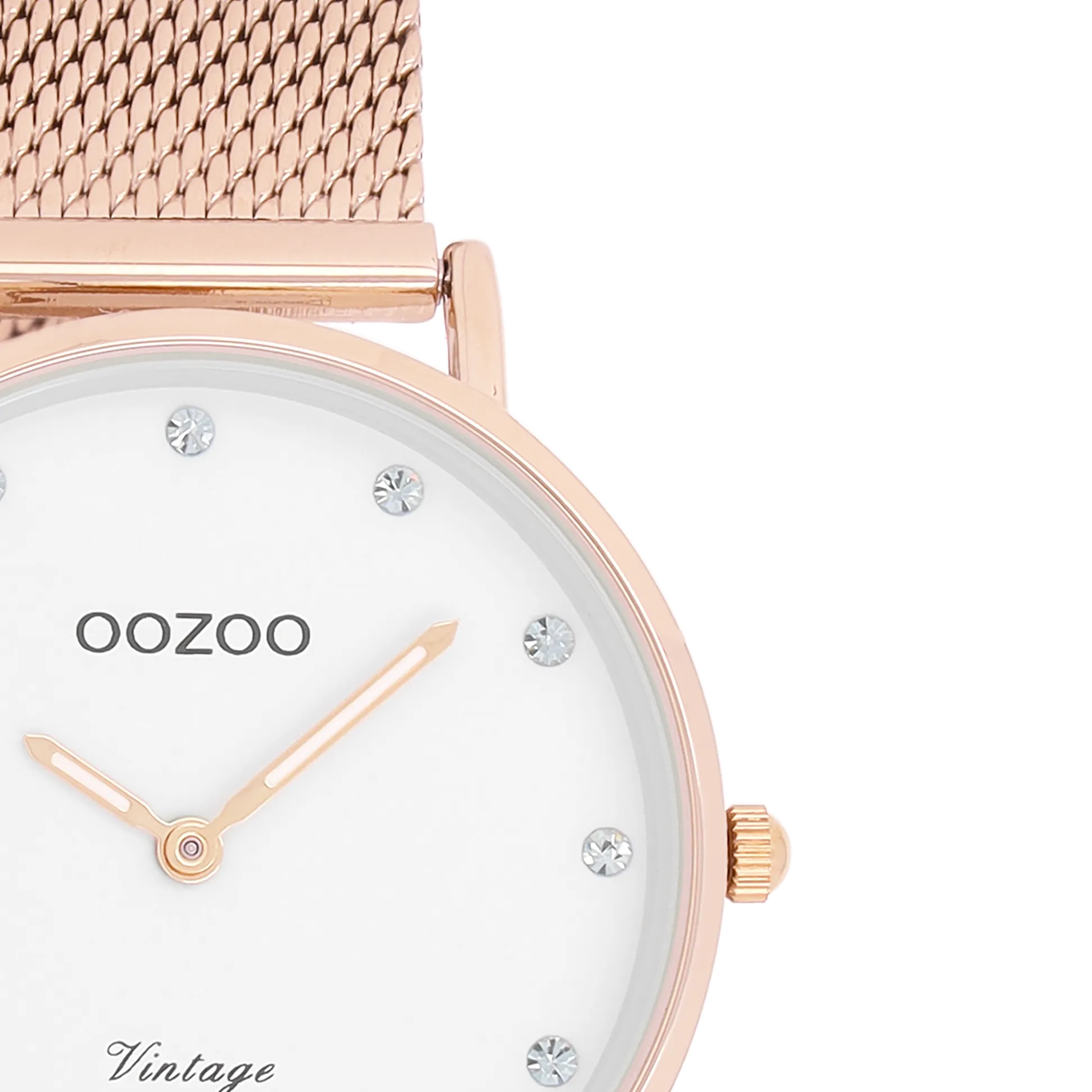 Rose gold coloured OOZOO watch with metal mesh bracelet - C20243