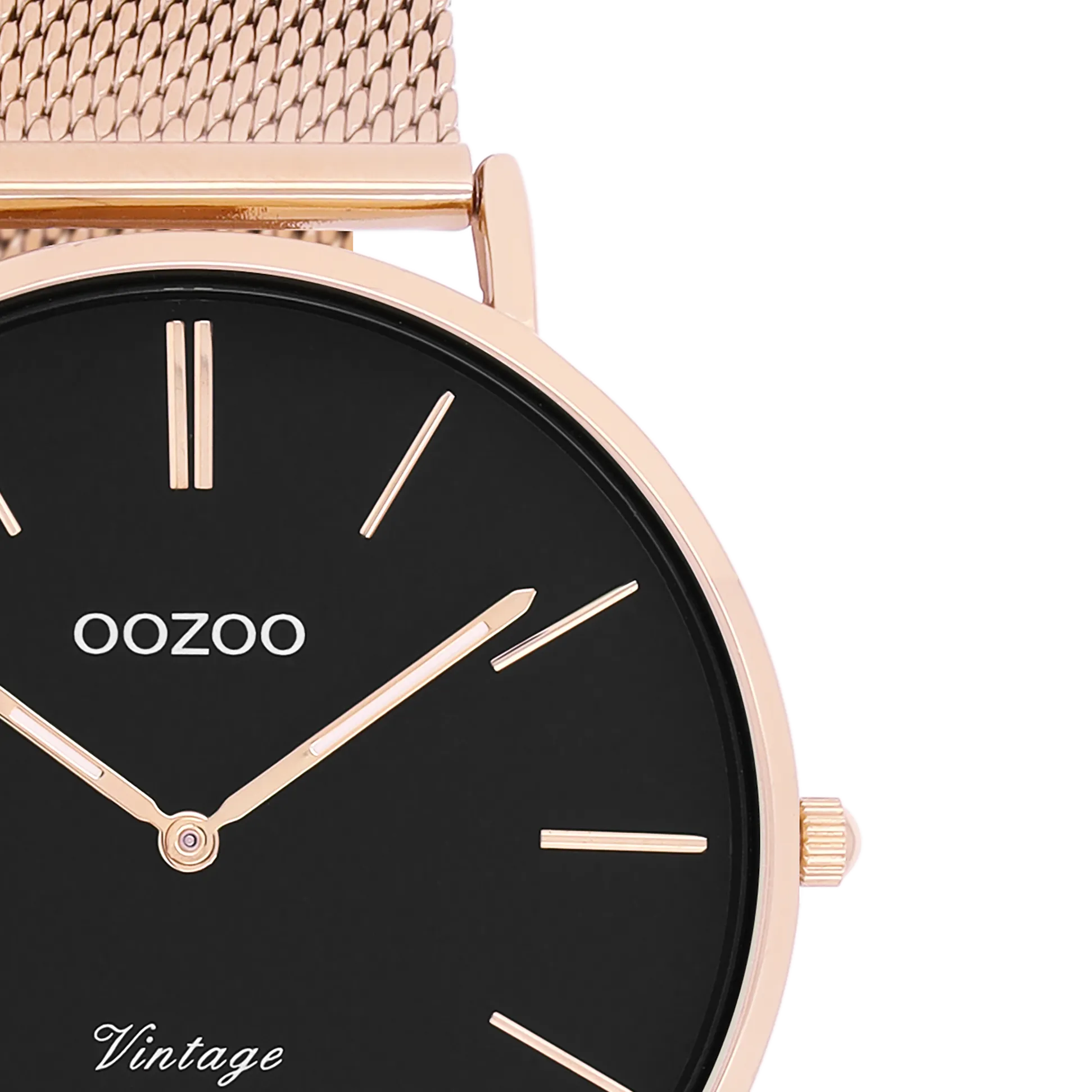 Rose gold coloured OOZOO watch with metal mesh bracelet - C9925
