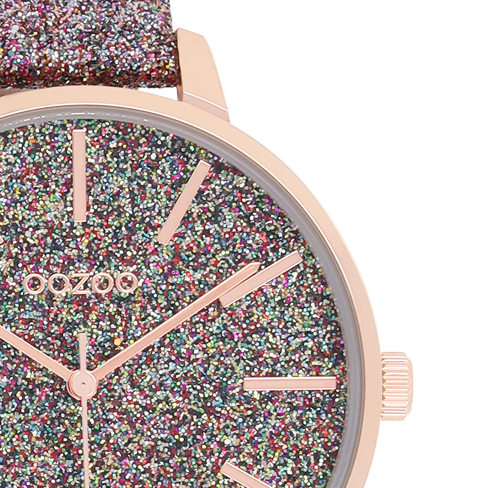 Rose gold coloured OOZOO watch with multicolor leather strap - C11032