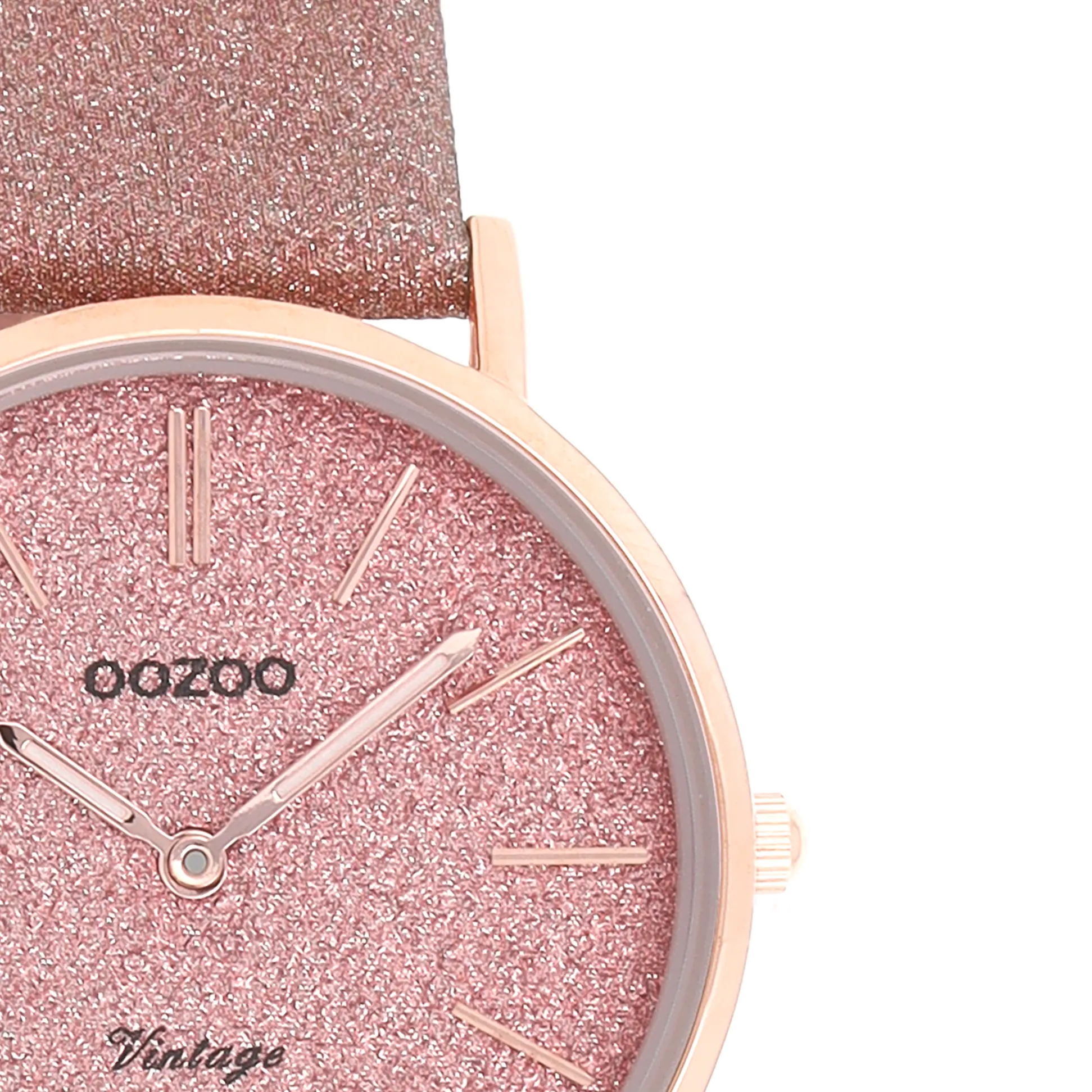 Rose gold coloured OOZOO watch with old pink leather strap - C20201