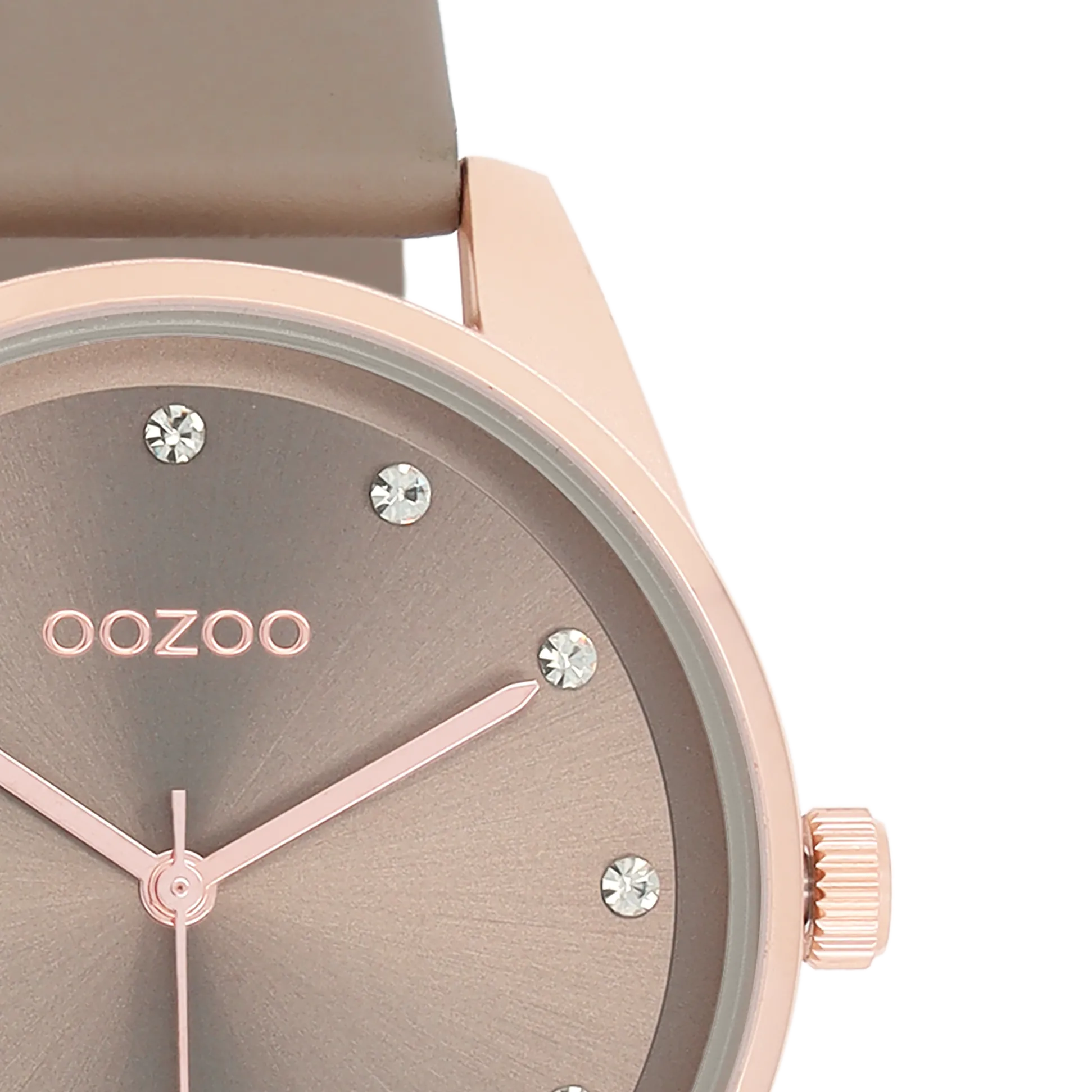 Rose gold coloured OOZOO watch with taupe leather strap - C11047