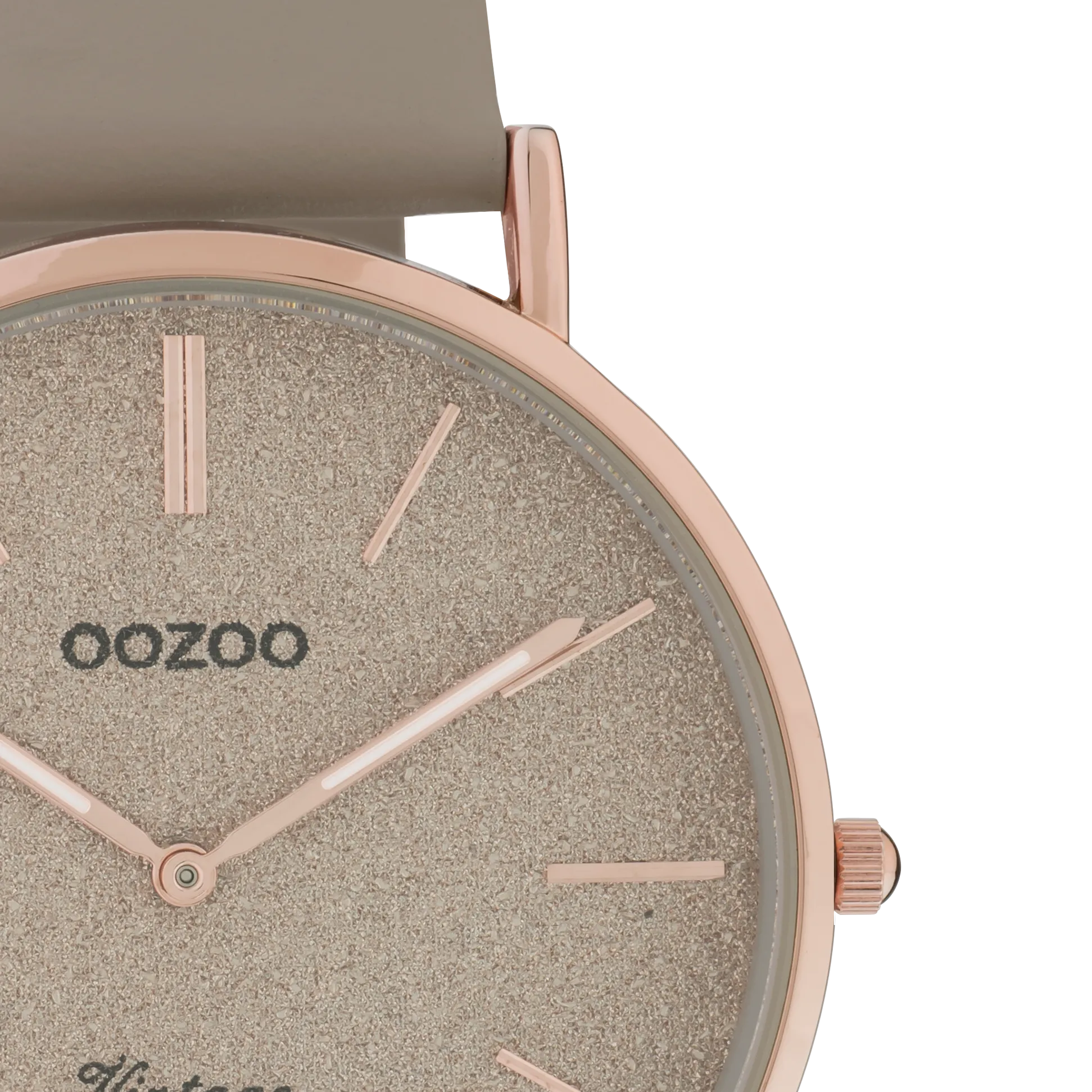 Rose gold coloured OOZOO watch with taupe leather strap - C20167