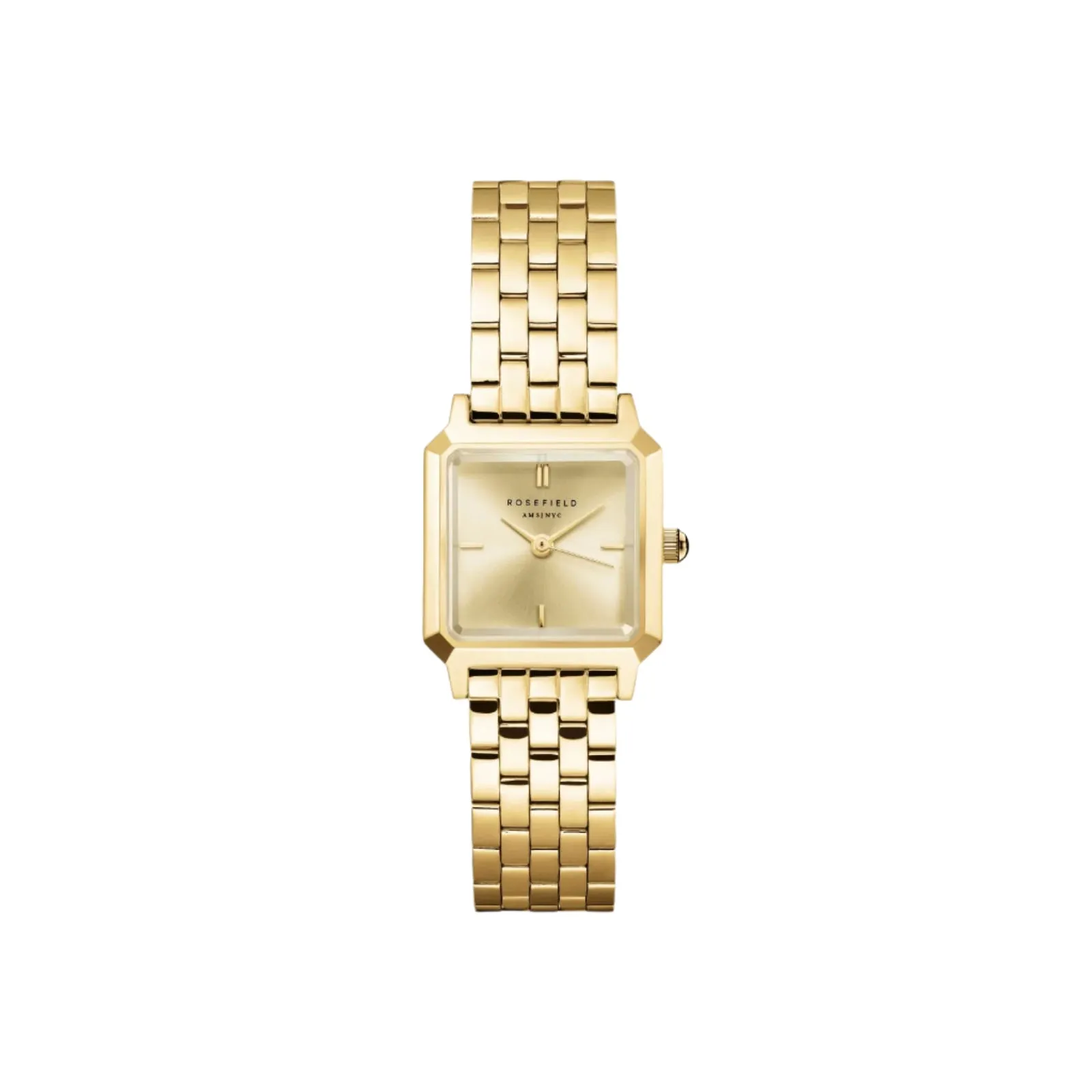 Rosefield Boxelle Gold Dial Stainless Steel Watch and Crystal Detailed Bracelet BCGTC-X284 