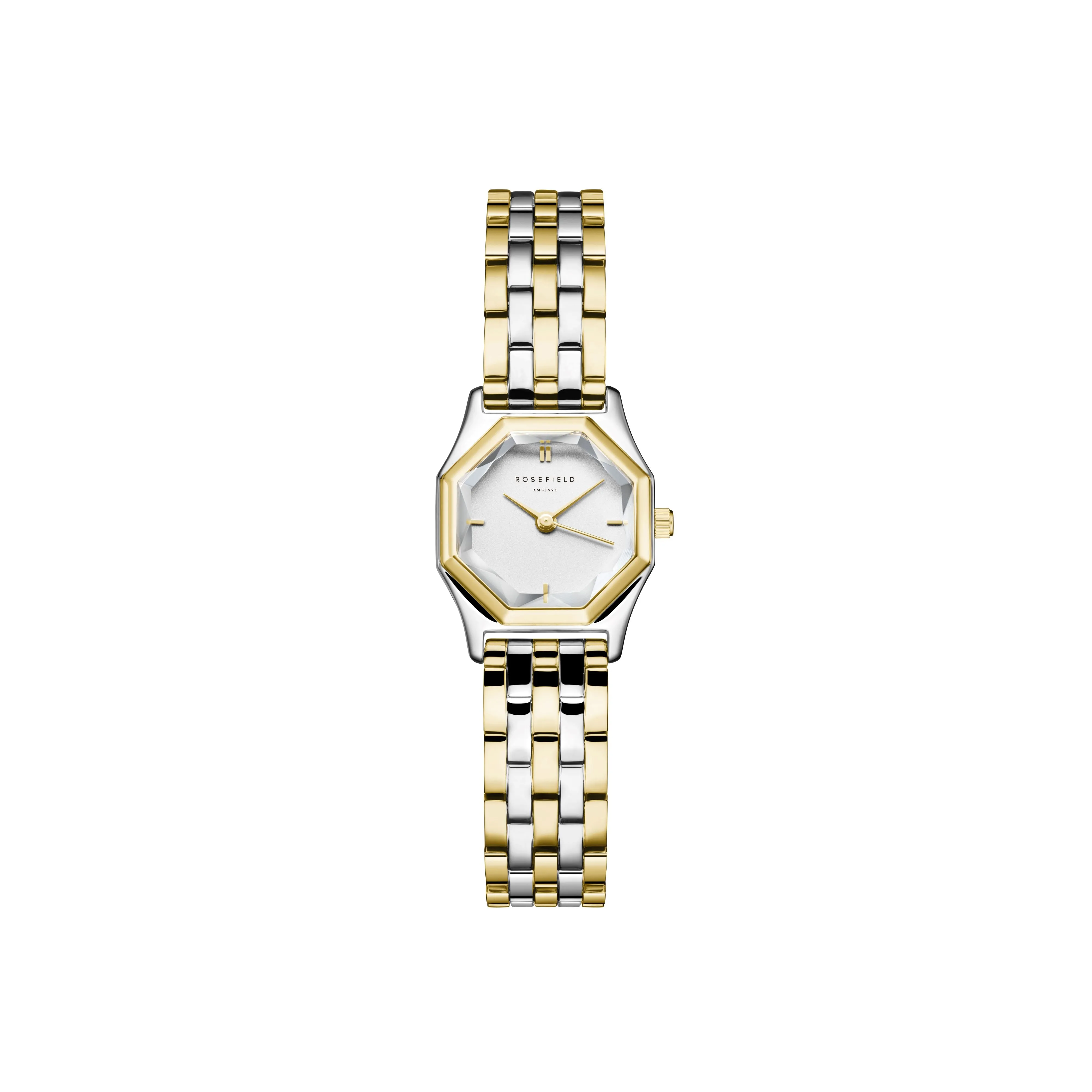 Rosefield Gemme White Steel Duotone Silver Gold Watch GWSSS-G03 